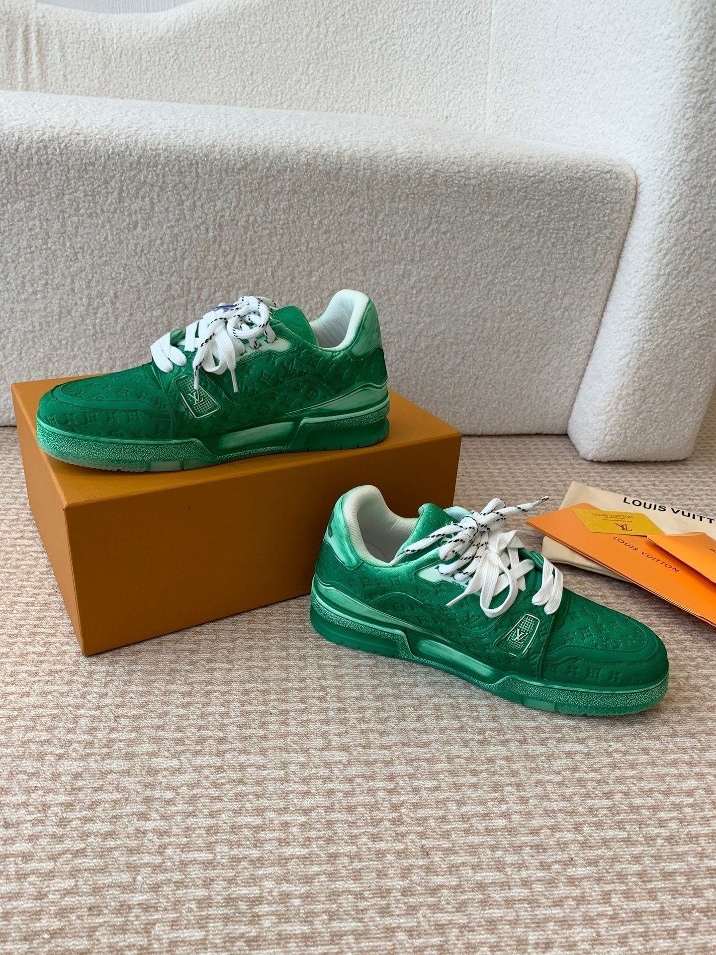 LV Trainer Sneaker 30mm Green Cowhide
