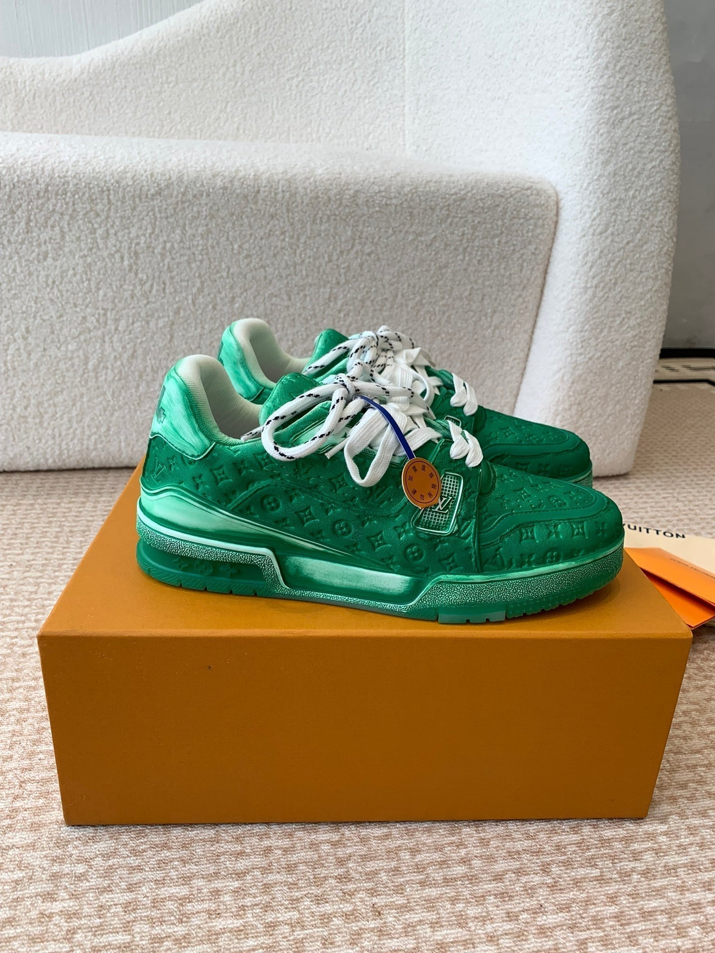 LV Trainer Sneaker 30mm Green Cowhide