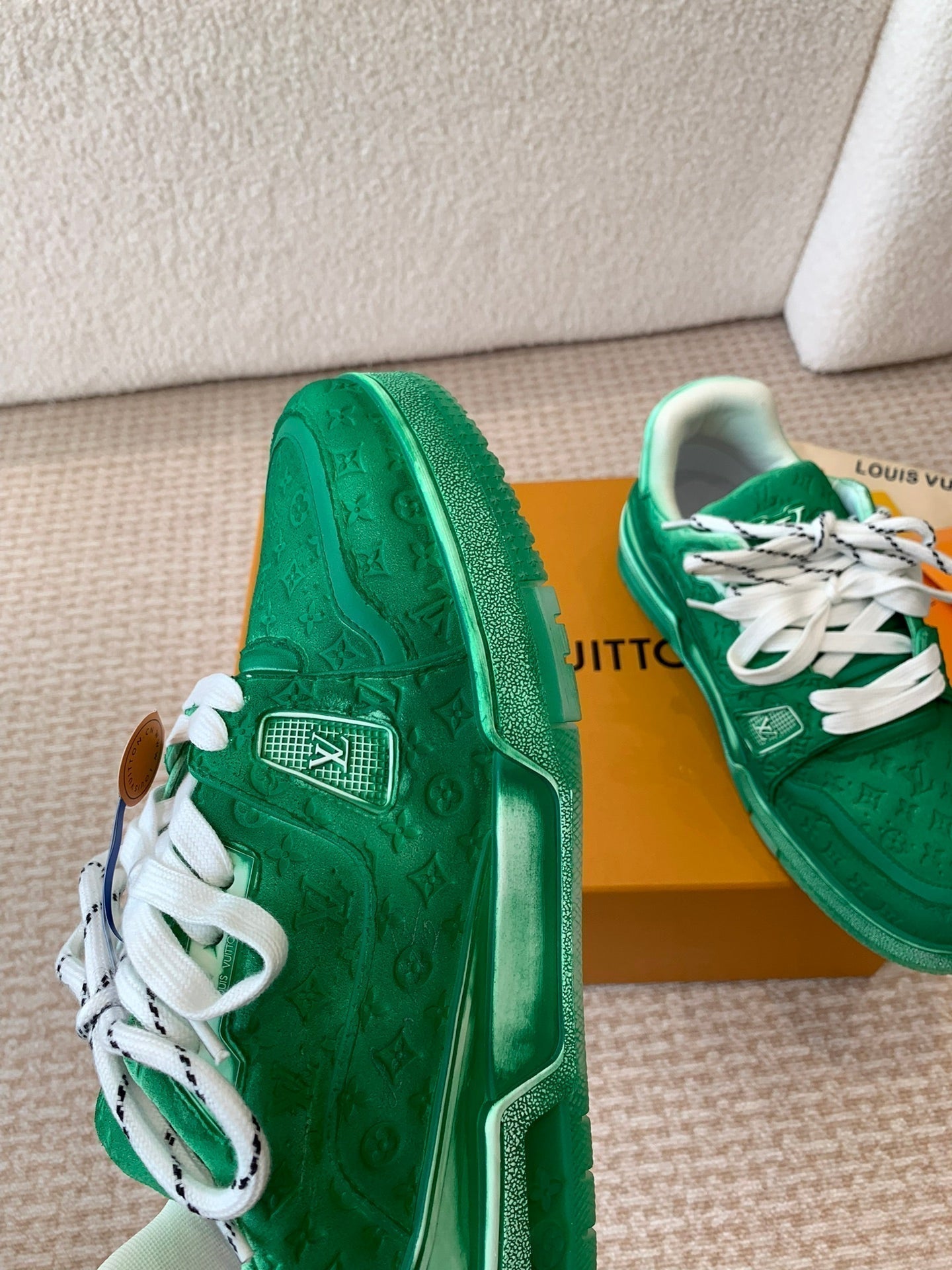 LV Trainer Sneaker 30mm Green Cowhide