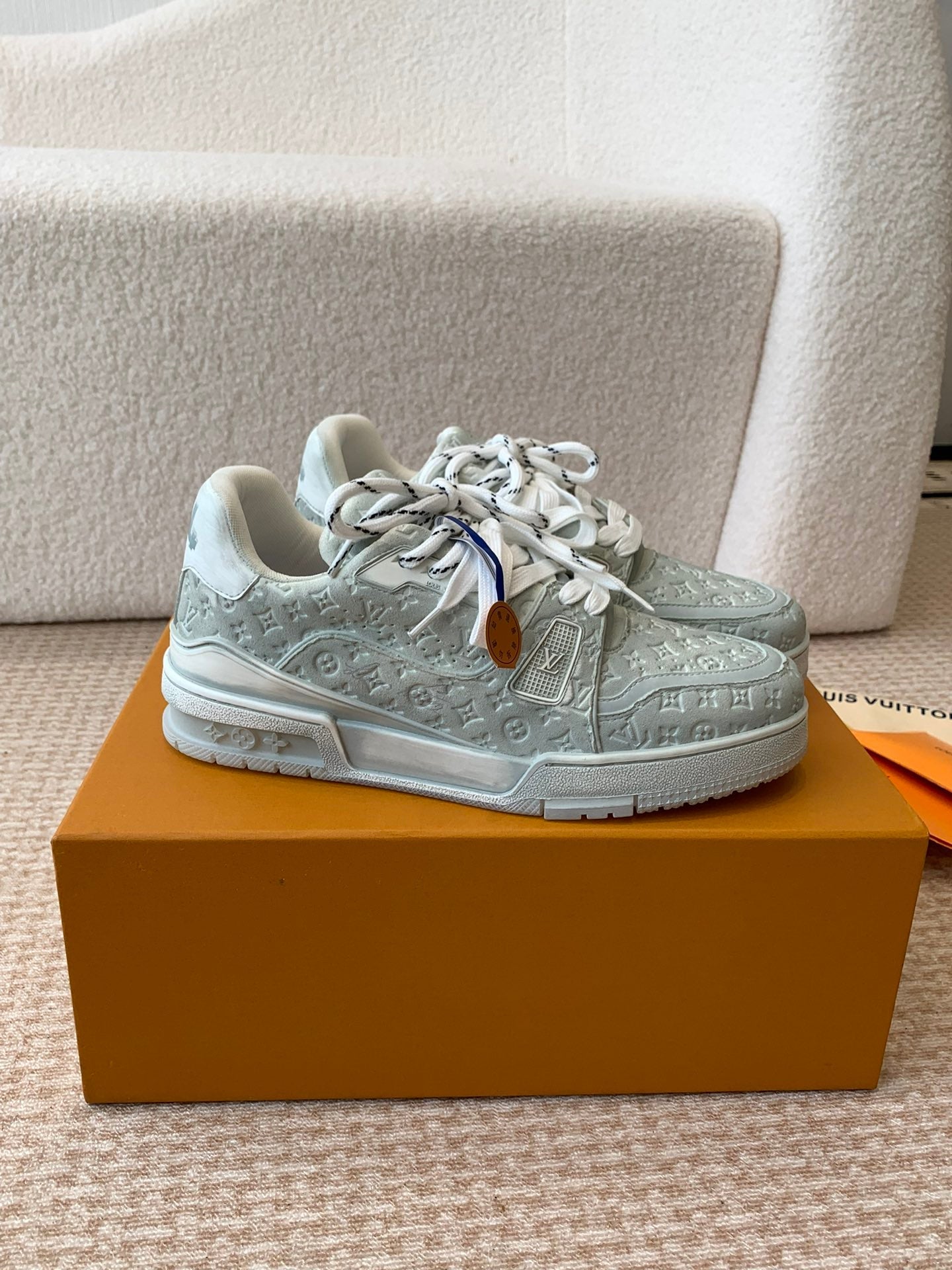 LV Trainer Sneaker 30mm Blue Gray Cowhide