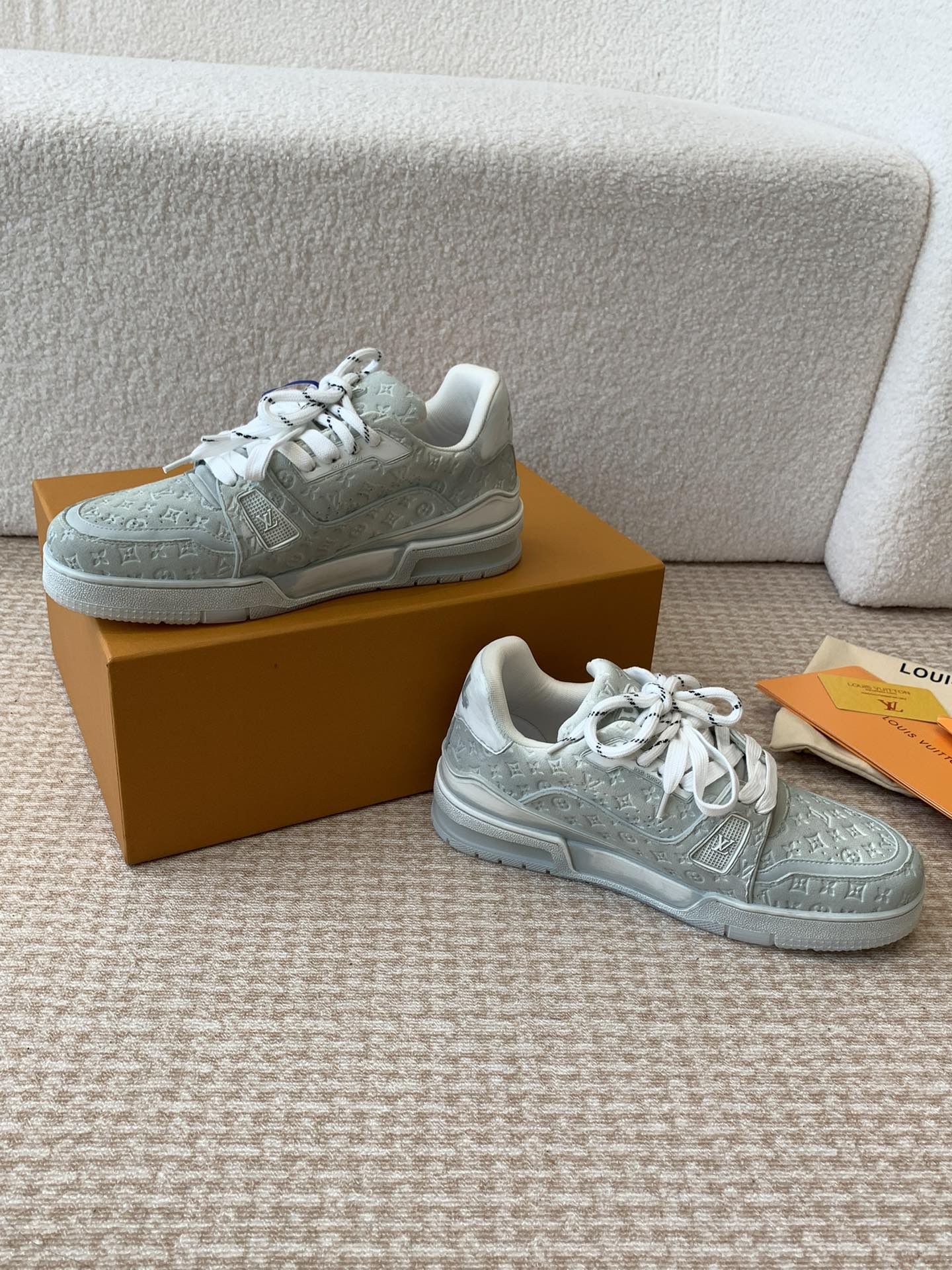 LV Trainer Sneaker 30mm Blue Gray Cowhide