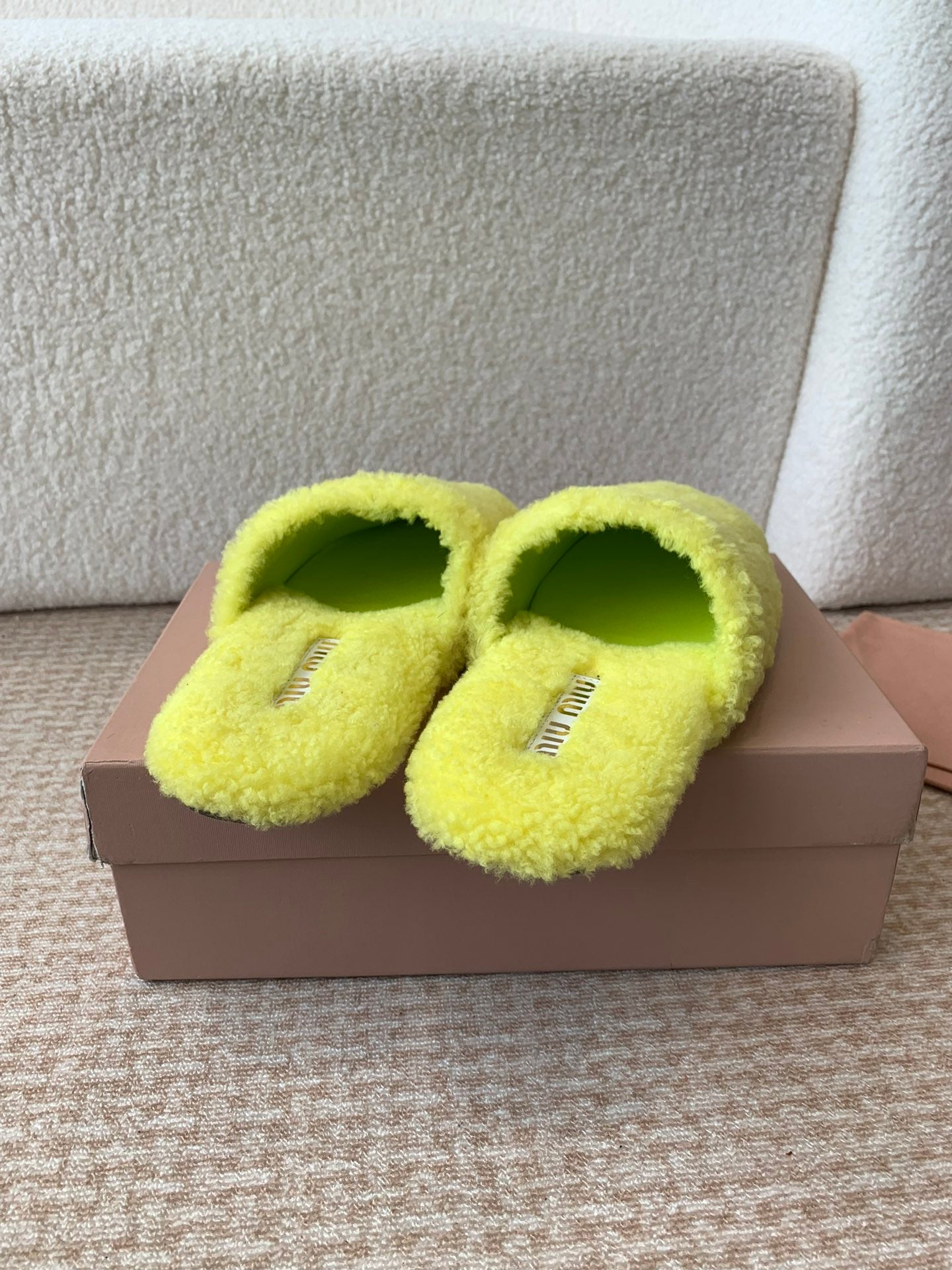 Miu Slippers Lemon Yellow Wool