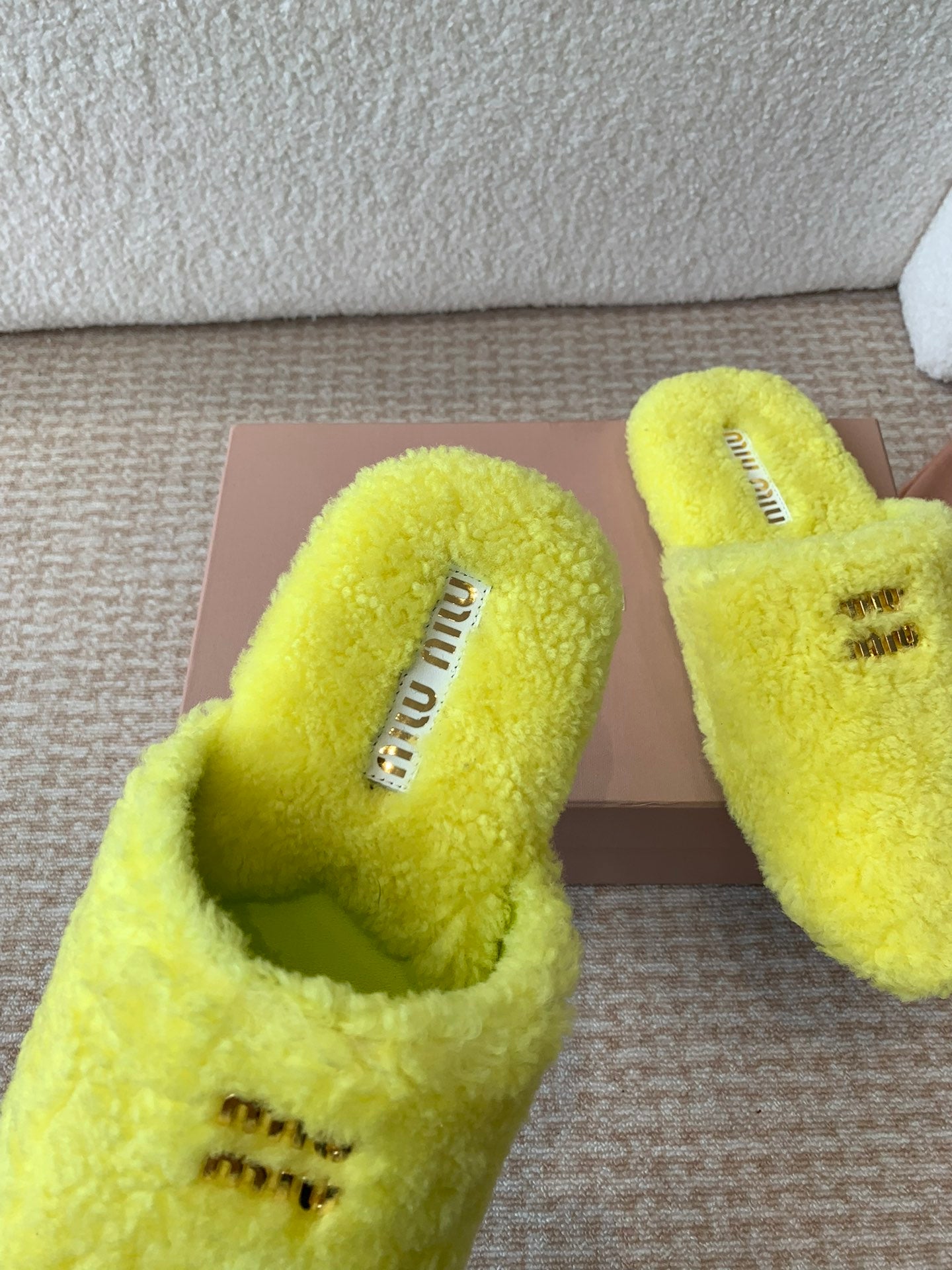 Miu Slippers Lemon Yellow Wool