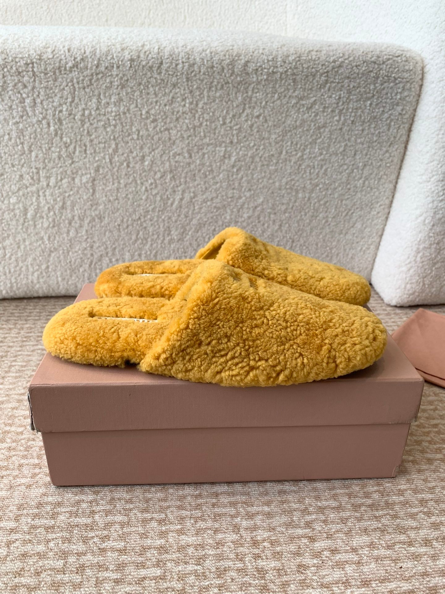 Miu Slippers Dark Yellow Wool