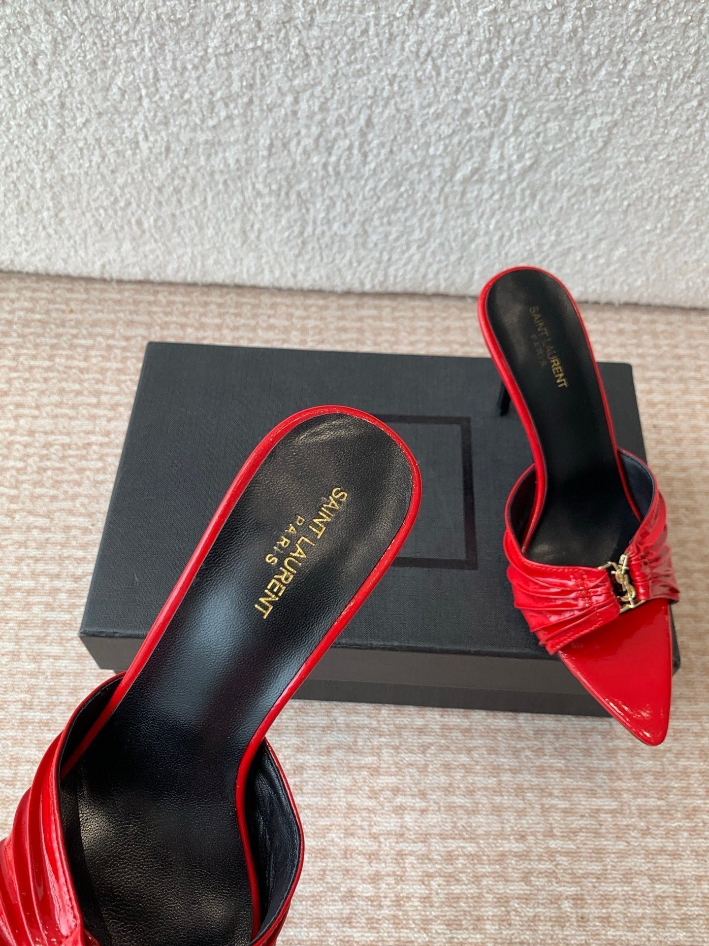 SL Babylone Sandal Heeled 10cm Red Patent Calfskin