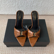 SL Babylone Sandal Heeled 10cm Brown Patent Calfskin