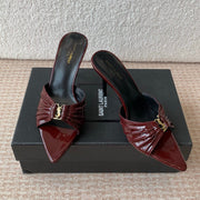 SL Babylone Sandal Heeled 10cm Dark Burgundy Patent Calfskin