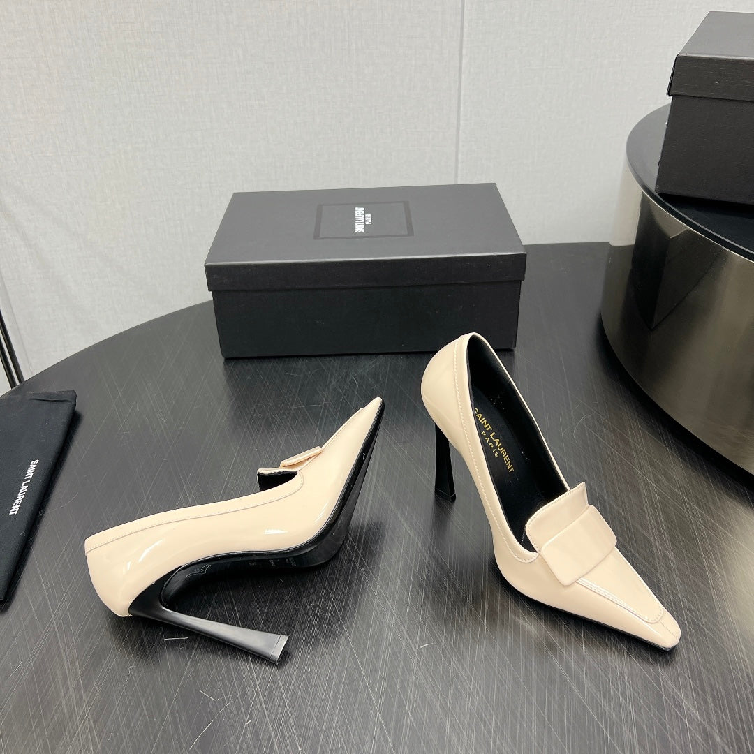 D'ORSAY PUMPS IN CREAM GLOSSY CALFSKIN