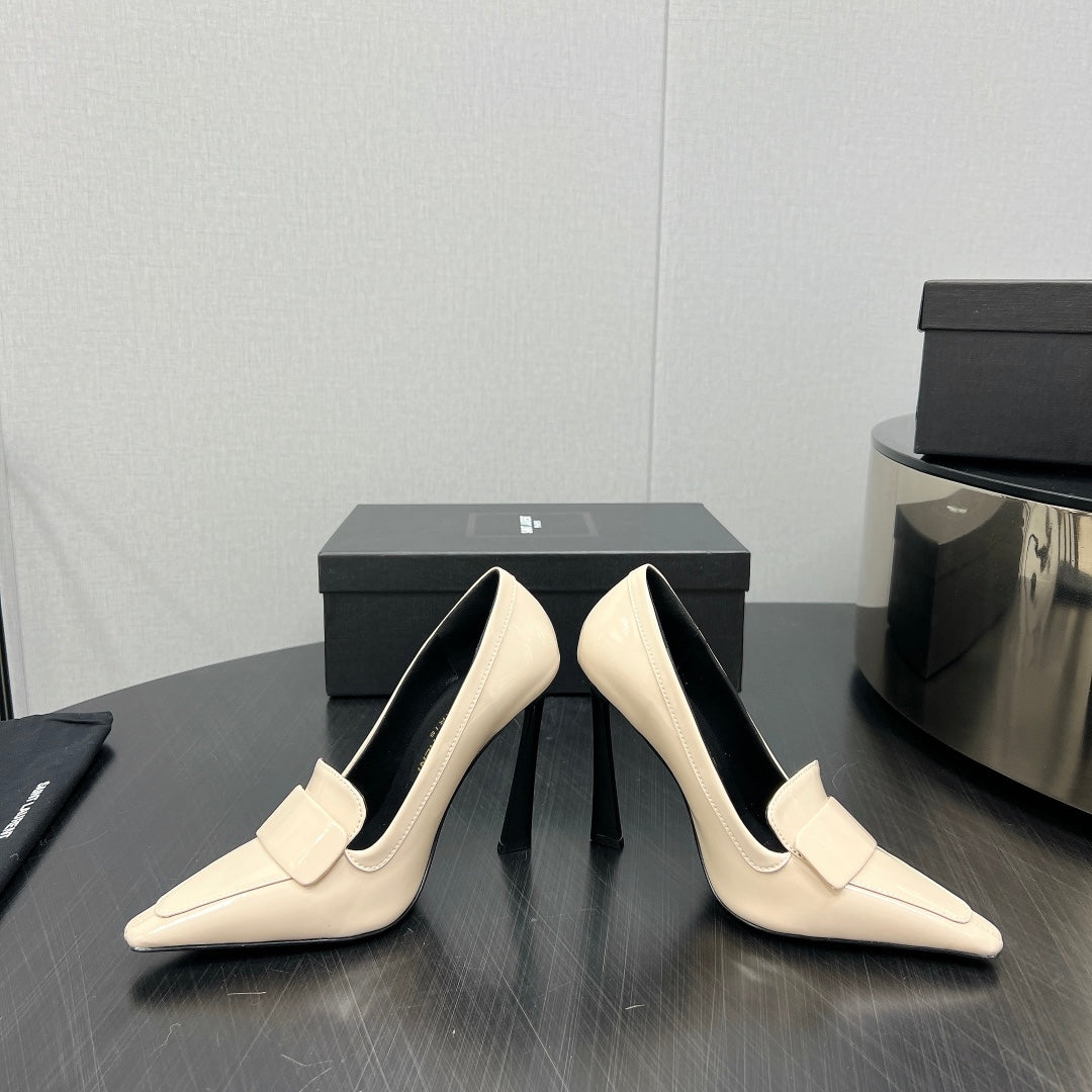 D'ORSAY PUMPS IN CREAM GLOSSY CALFSKIN