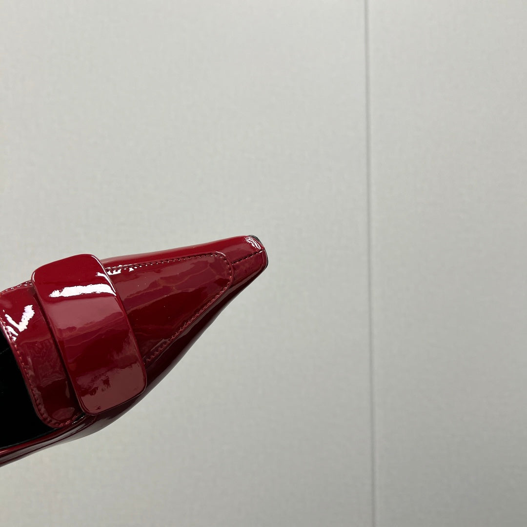 D'ORSAY PUMPS IN RED GLOSSY CALFSKIN