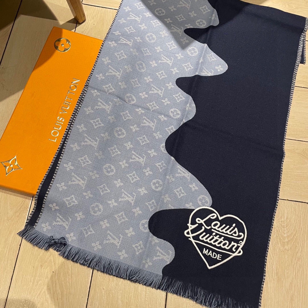 MONOGRAM DRIP 200 CM IN NAVY BLUE WOOL 391068