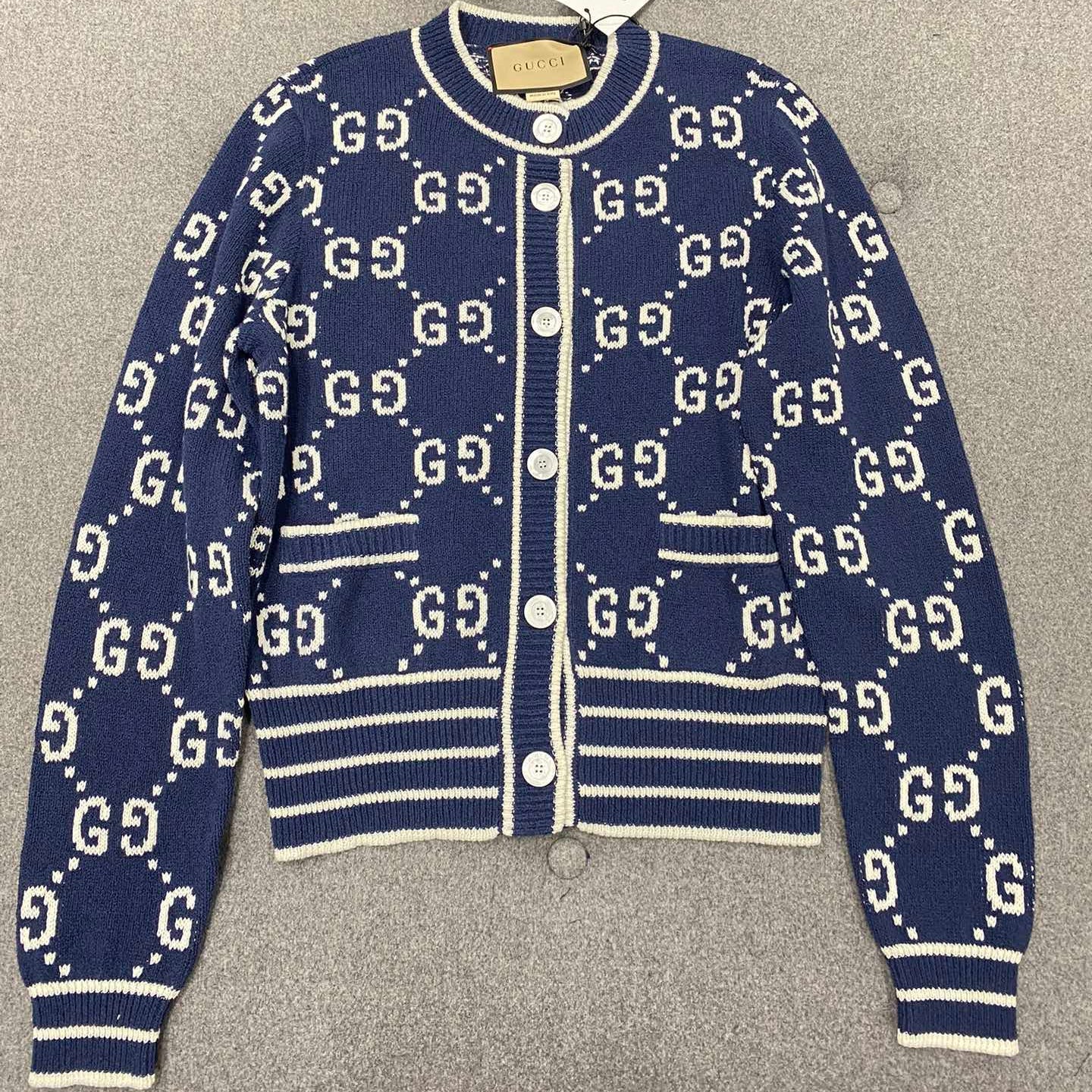 GG 25 Cardigan Navy Blue Jacquard 0039