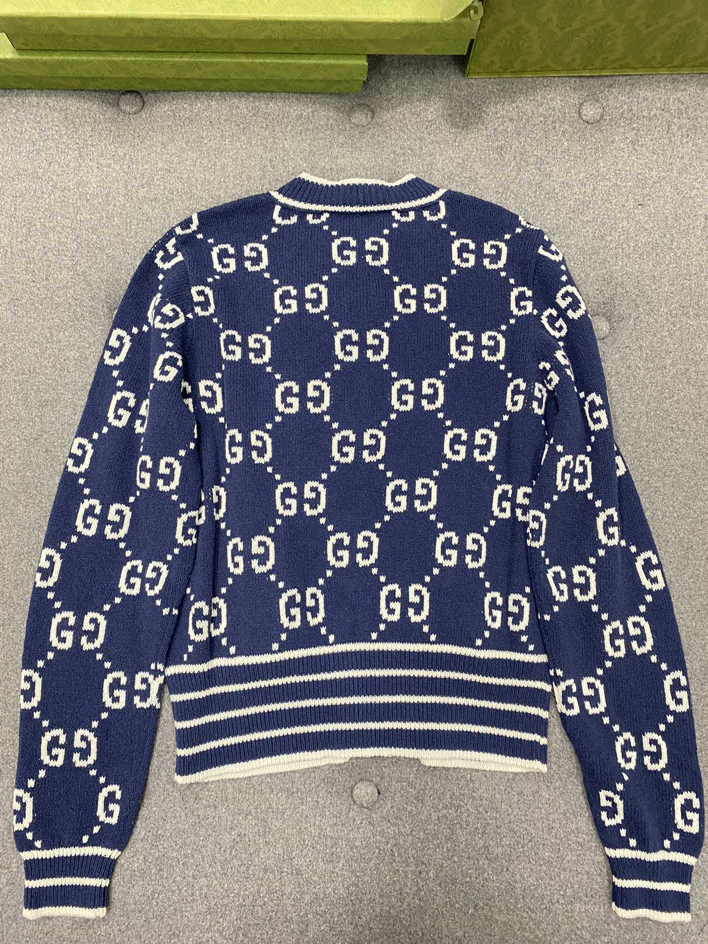 GG 25 Cardigan Navy Blue Jacquard 0039