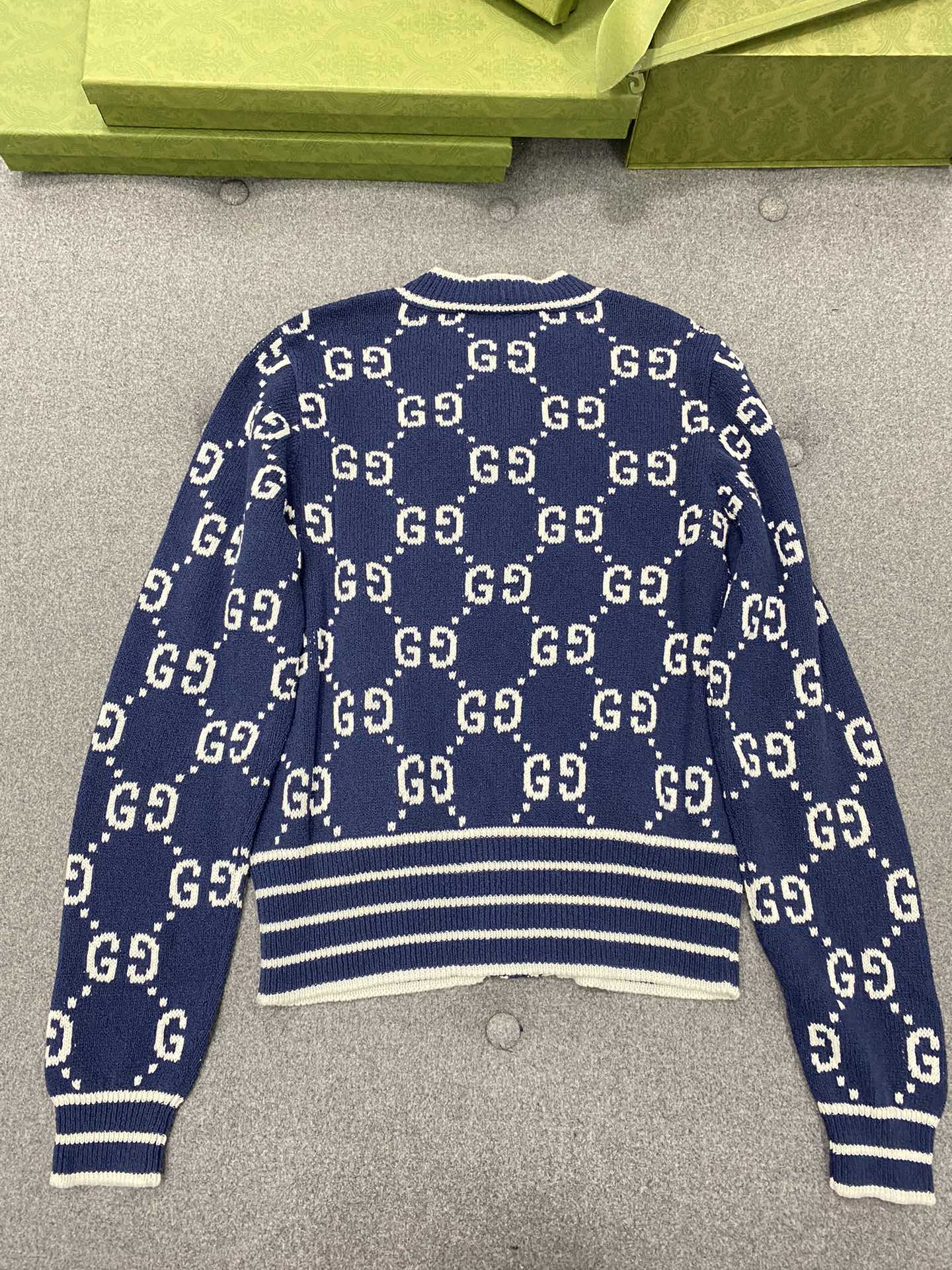 GG 25 Cardigan Navy Blue Jacquard 0039