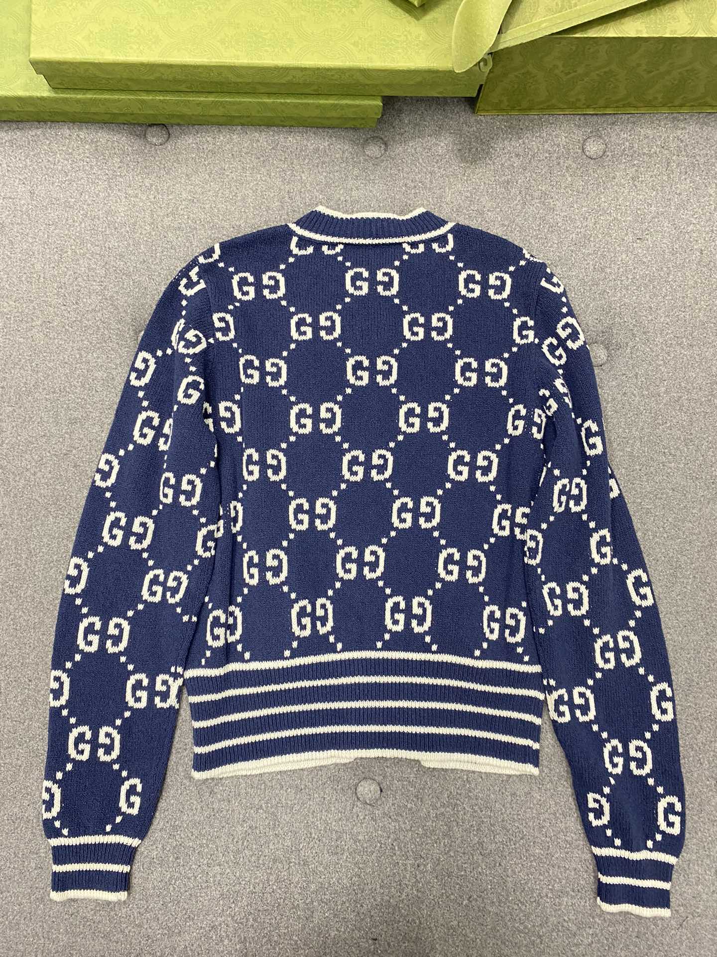 GG 25 Cardigan Navy Blue Jacquard 0039