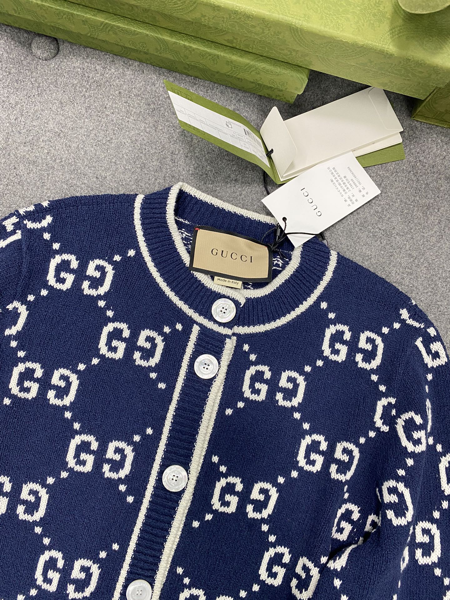 GG 25 Cardigan Navy Blue Jacquard 0039