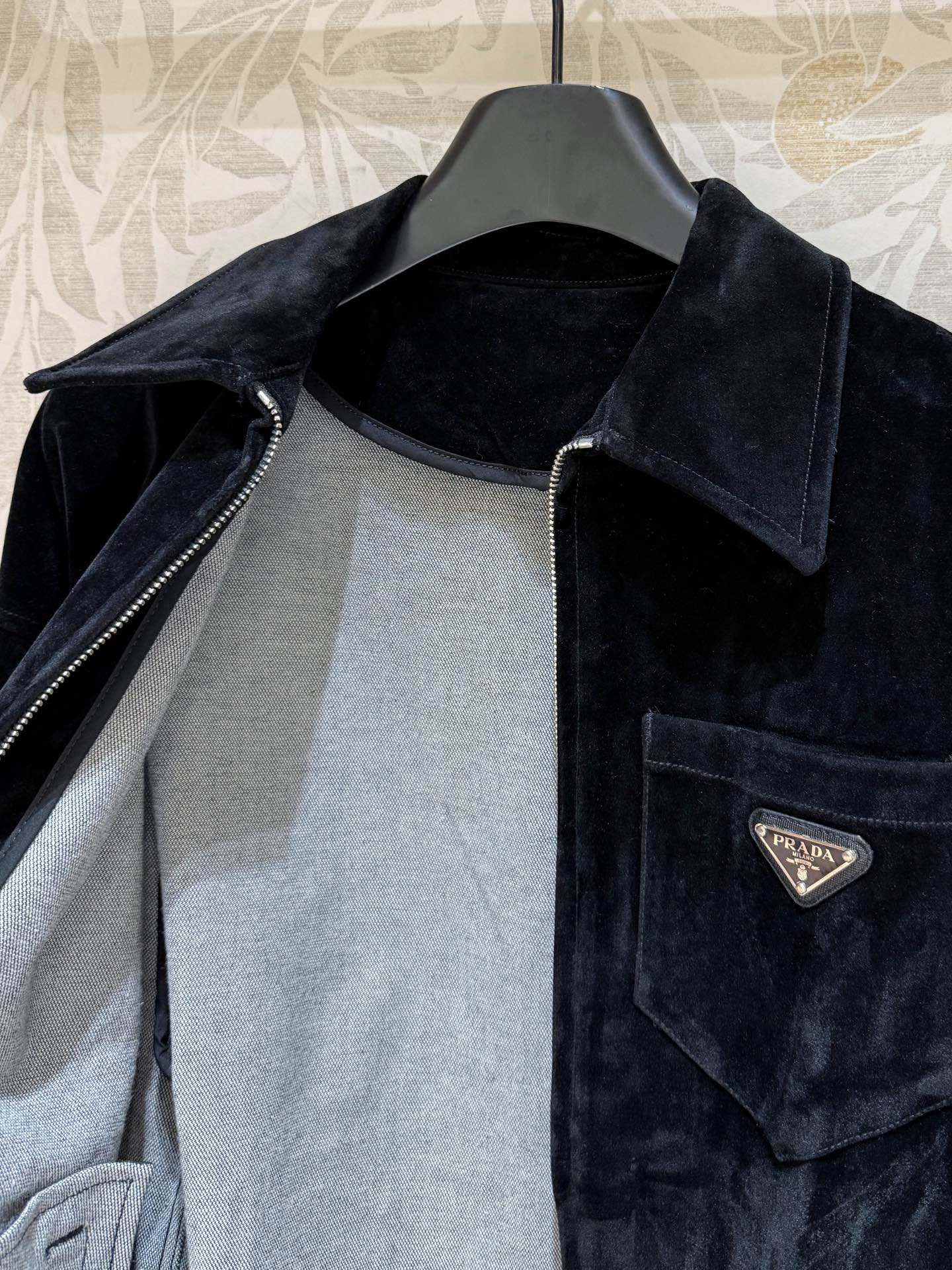 Prada Long Coat Black Velvet