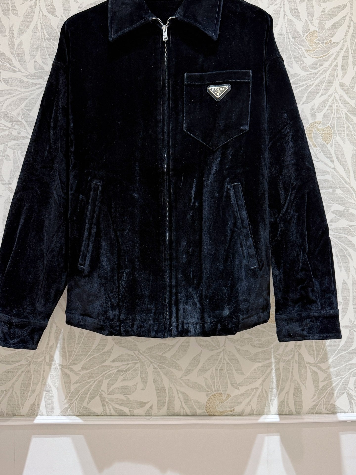 Prada Long Coat Black Velvet