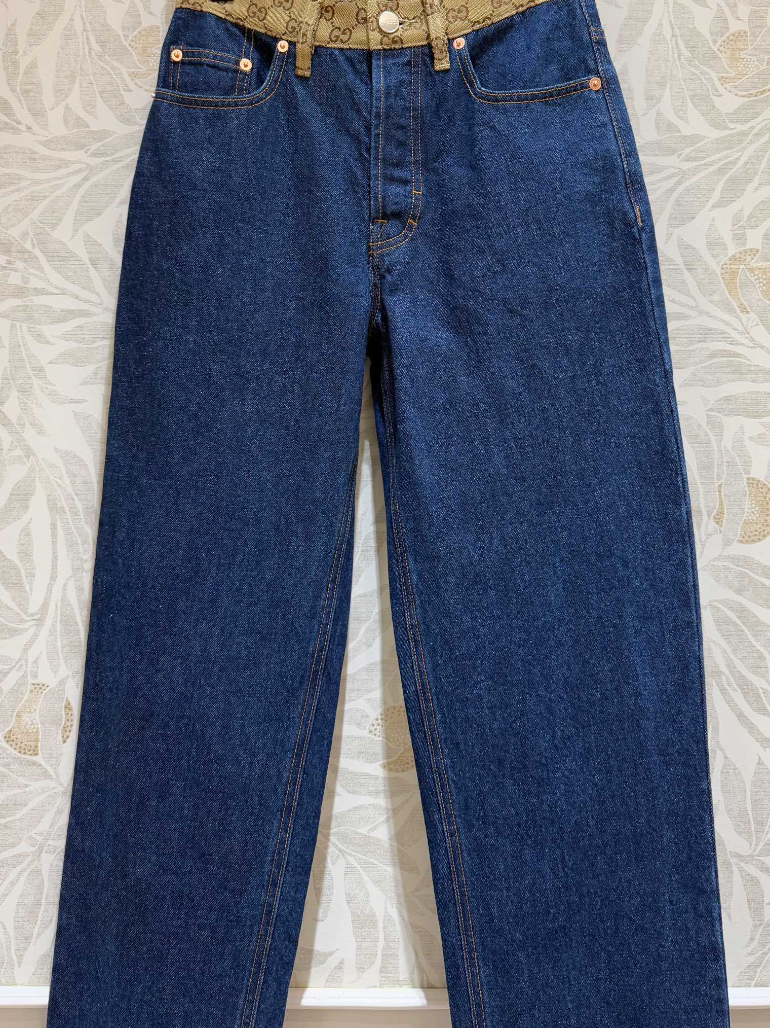 Gucci Old Flower Waist Jeans Blue Cotton