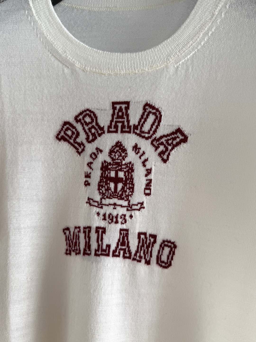Prada Knitted Top White mix Red Cashmere