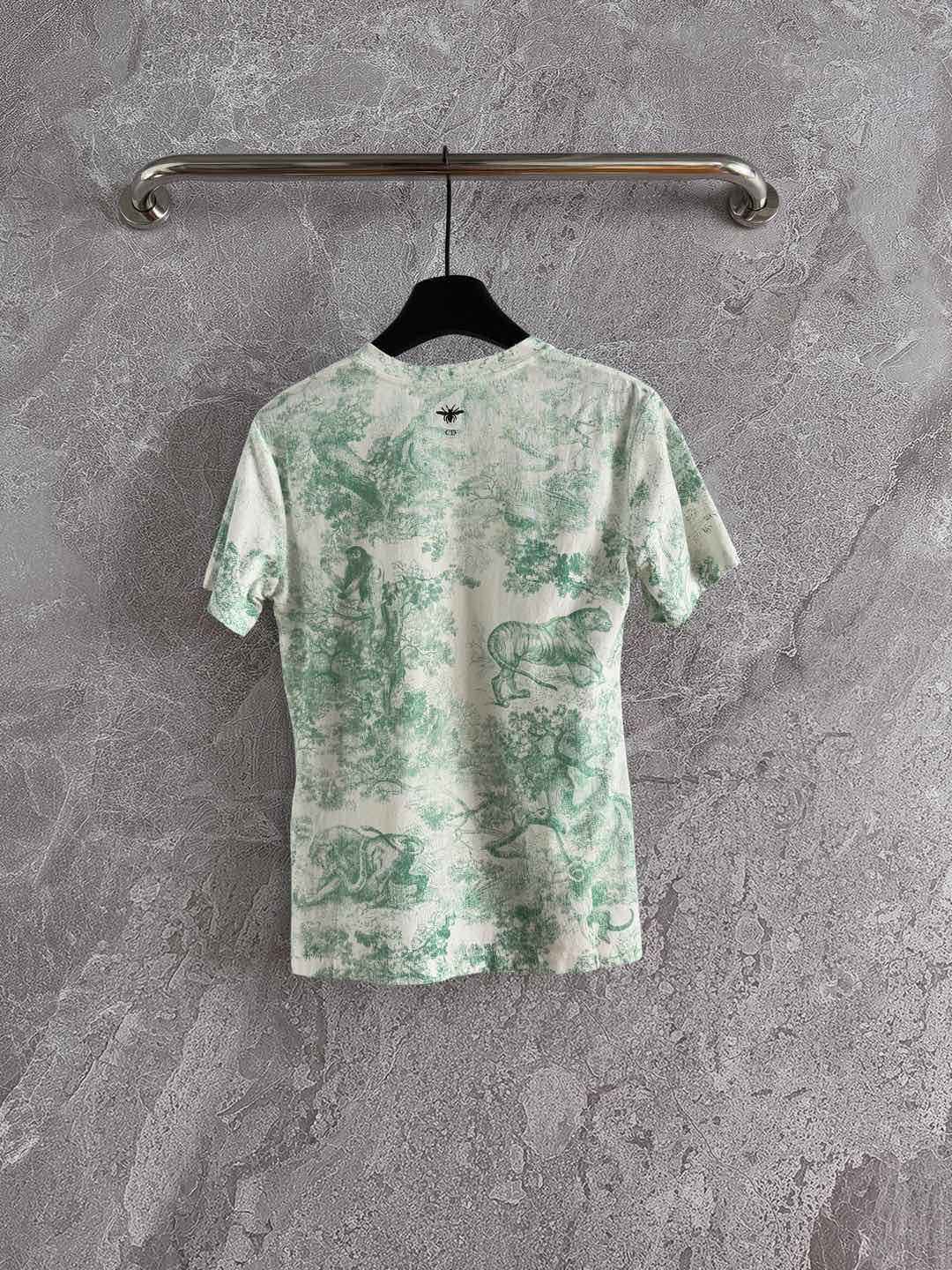 CD Animal T-shirt Green Cotton Linen