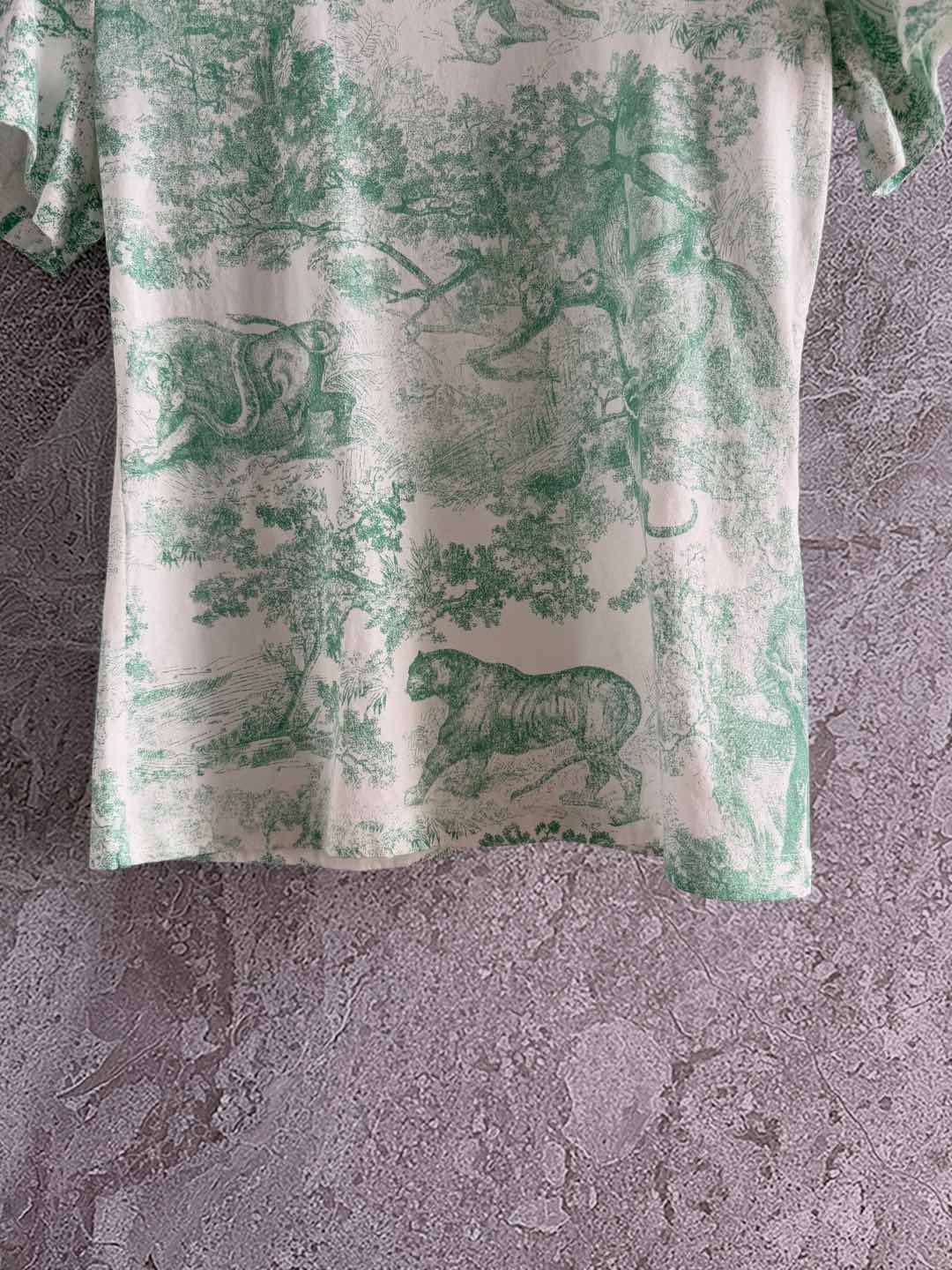 CD Animal T-shirt Green Cotton Linen
