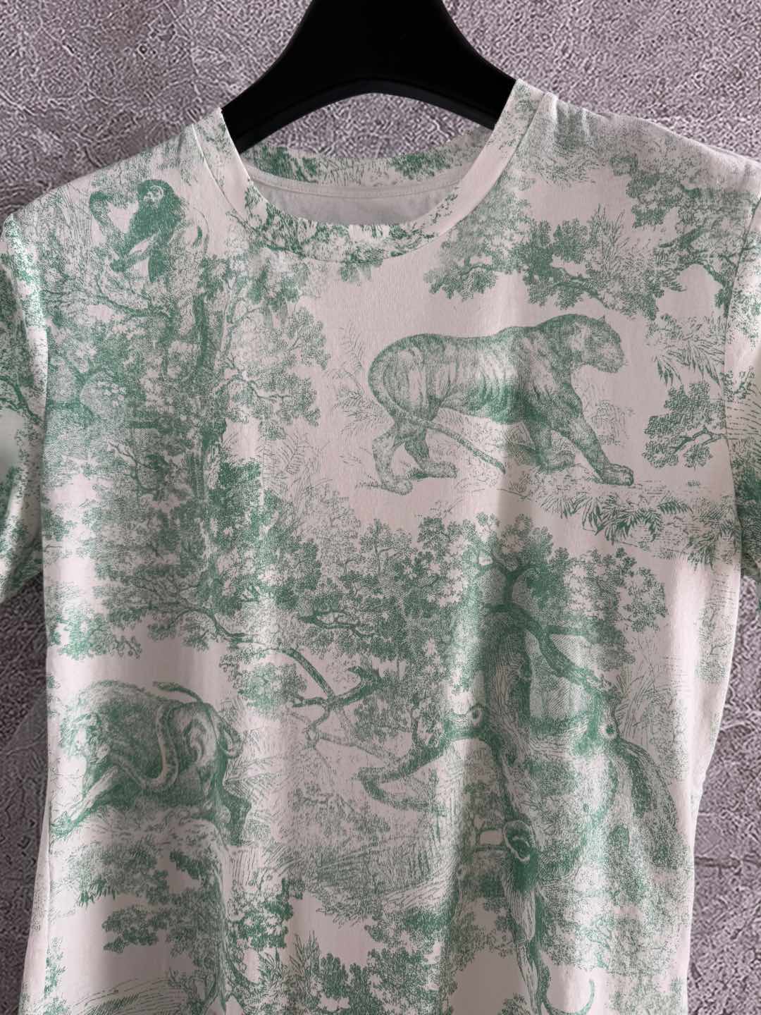 CD Animal T-shirt Green Cotton Linen