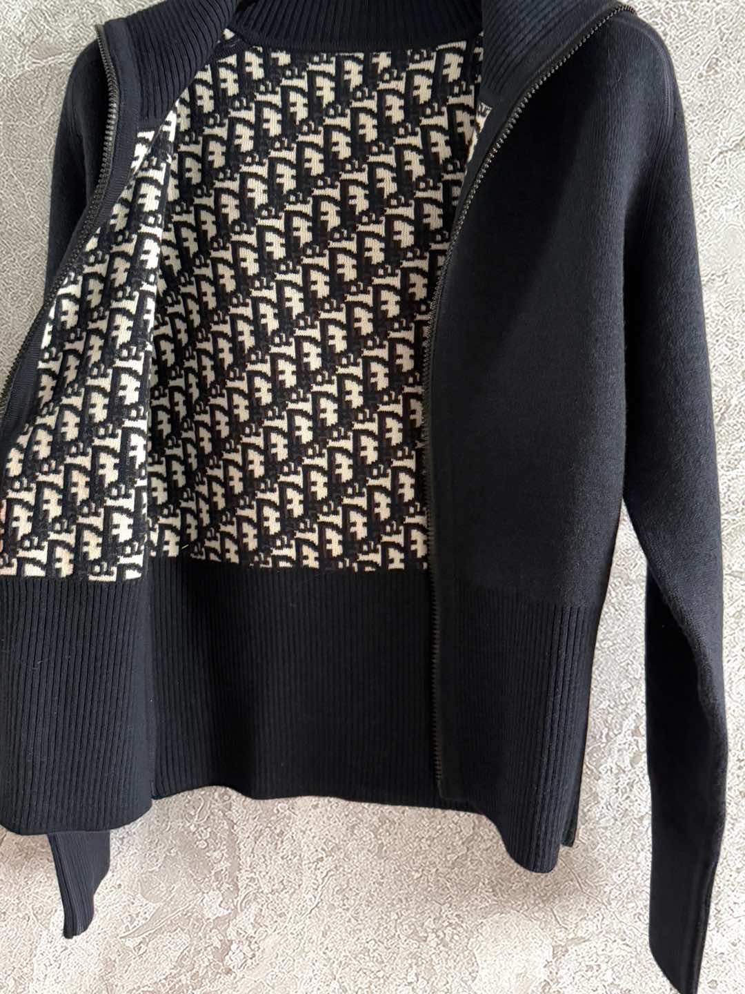 CD Double-sided Hooded Cardigan Black Cashmere