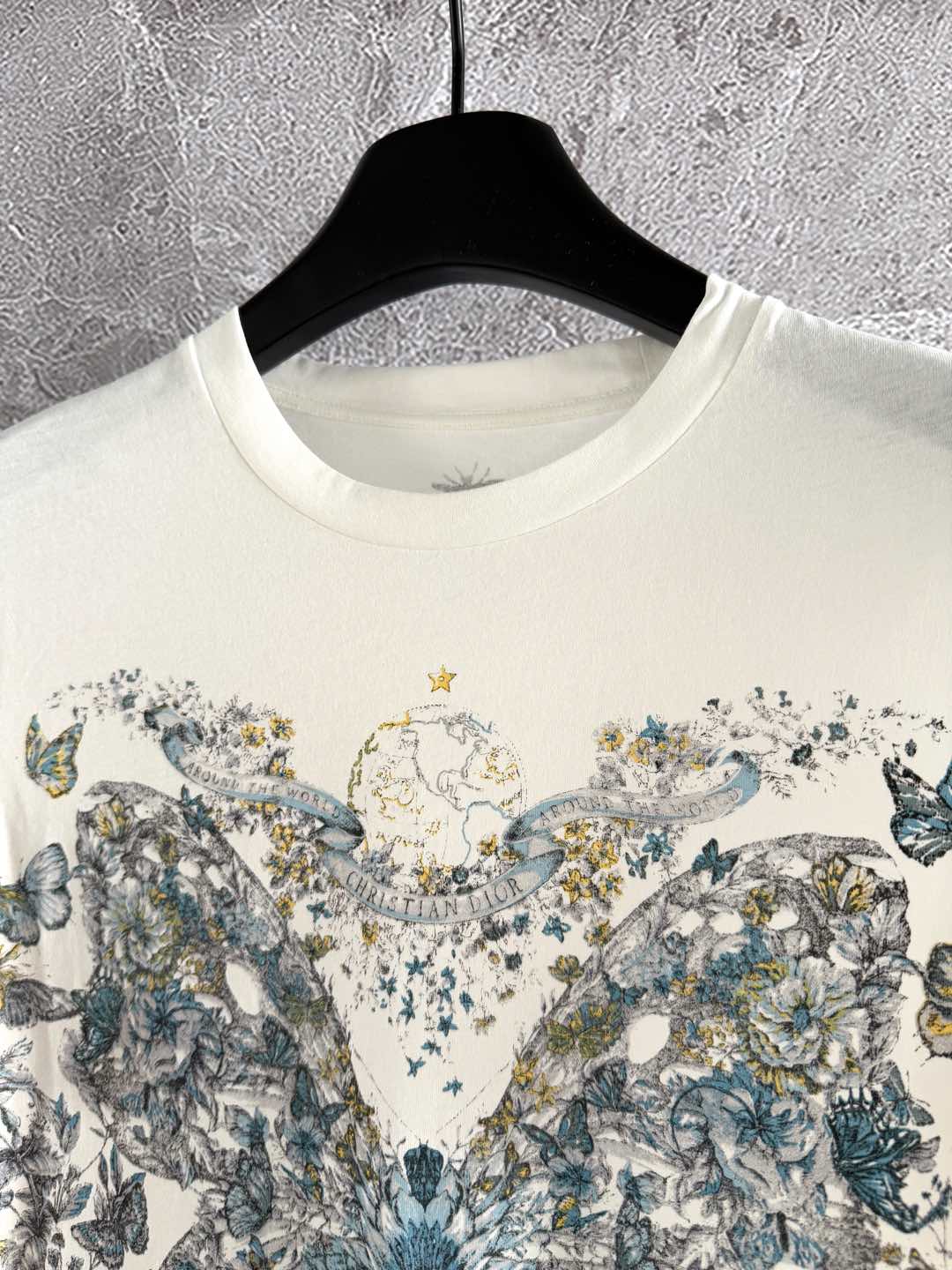CD Butterfly T-shirt White mix colors Cotton Linen