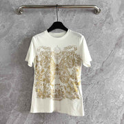 CD Butterfly T-shirt White mix Yellow Cotton Linen