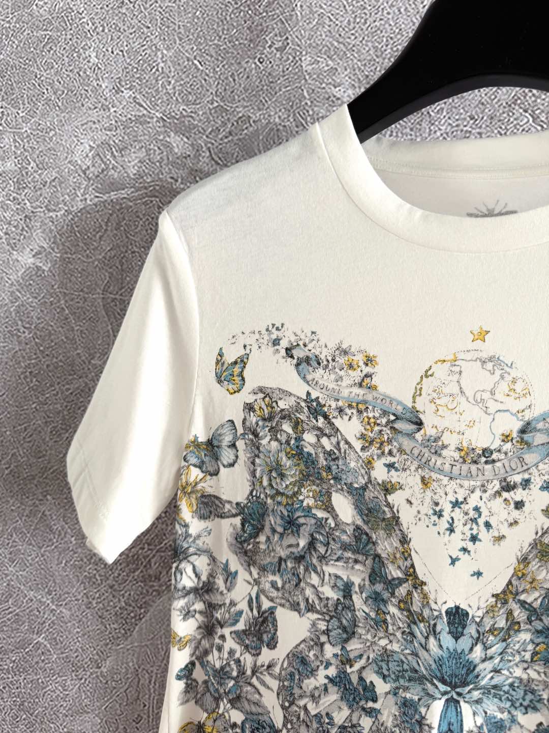 CD Butterfly T-shirt White mix colors Cotton Linen