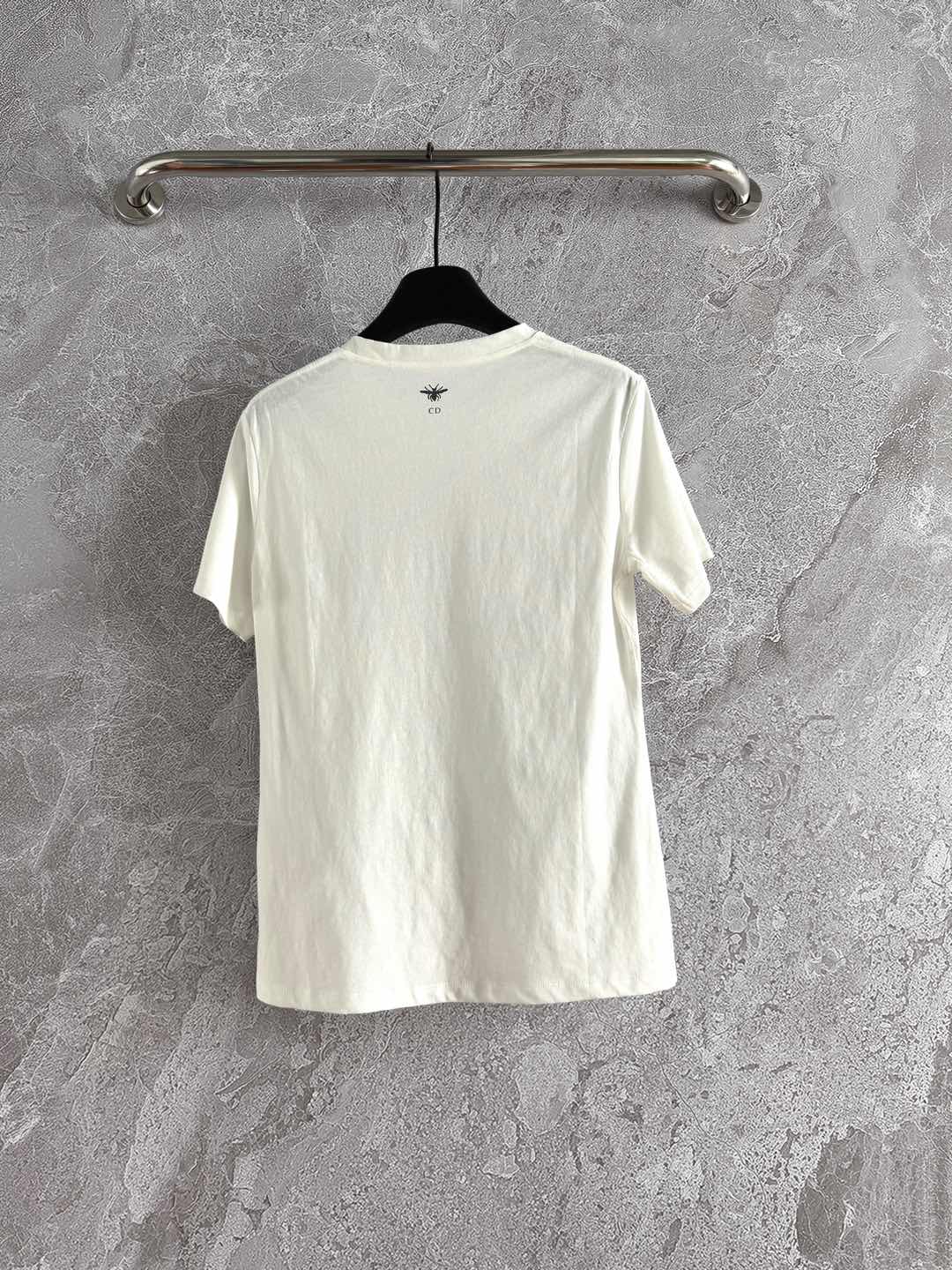 CD Butterfly T-shirt White mix Blue Cotton Linen