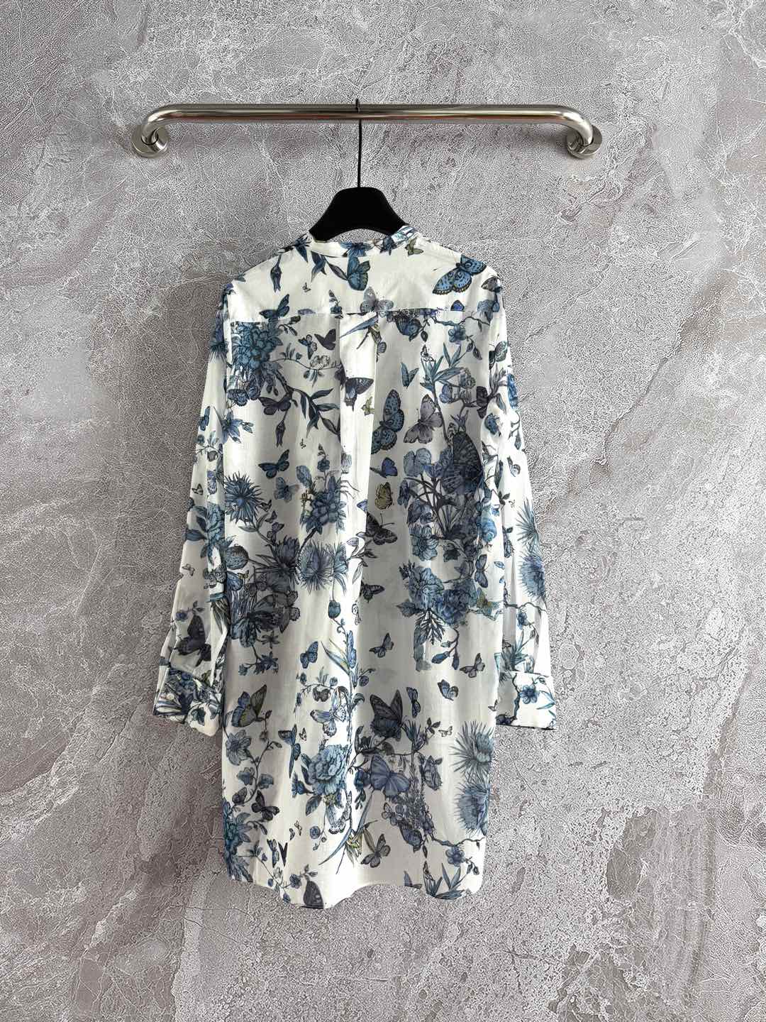 CD Butterfly Shirt White mix Blue Cotton Linen