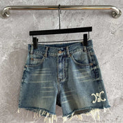 Celine Arc de Triomphe Shorts Blue Cotton