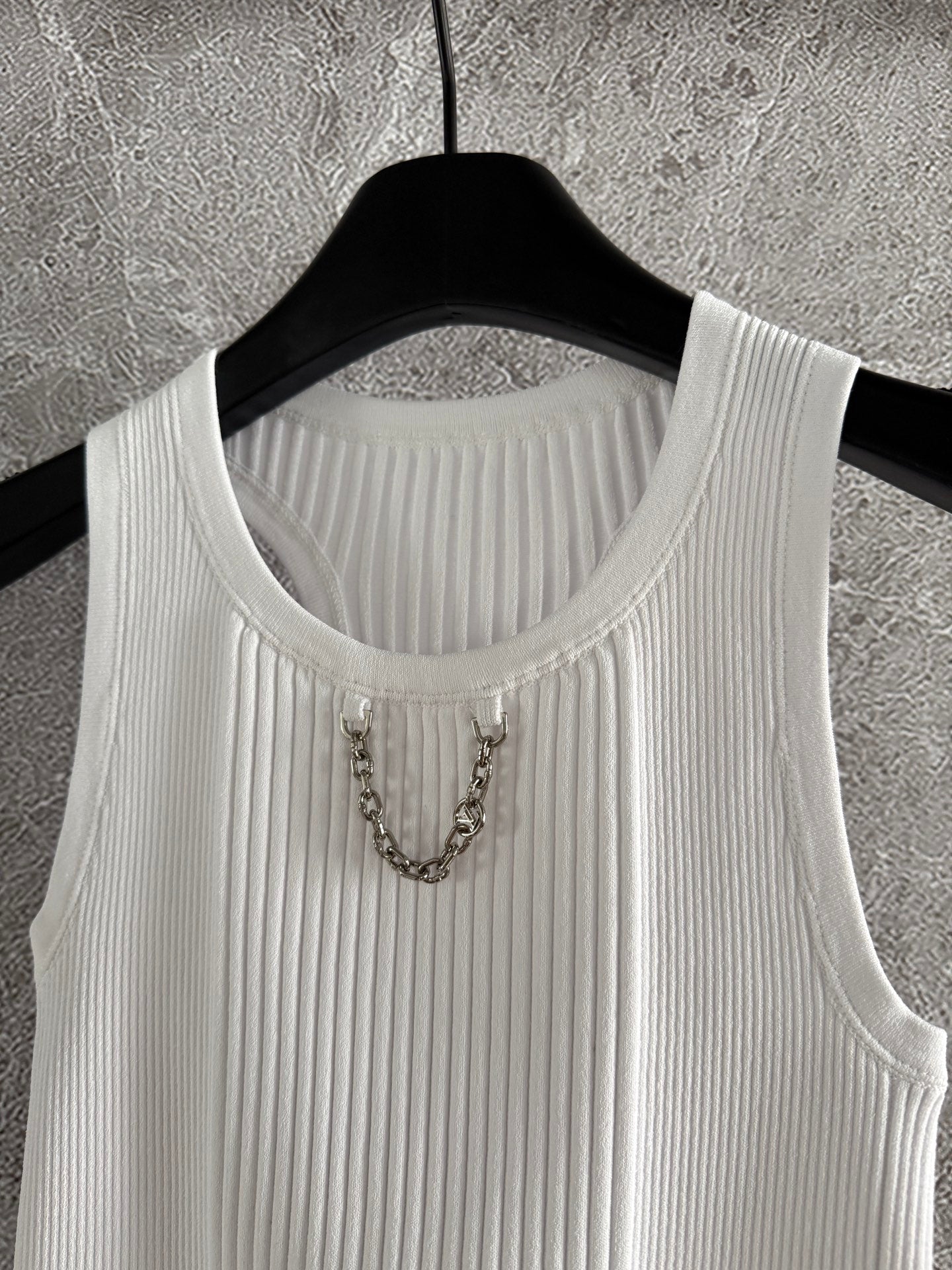 LV Chain Knitted Vest Shirt White Viscose Poliester
