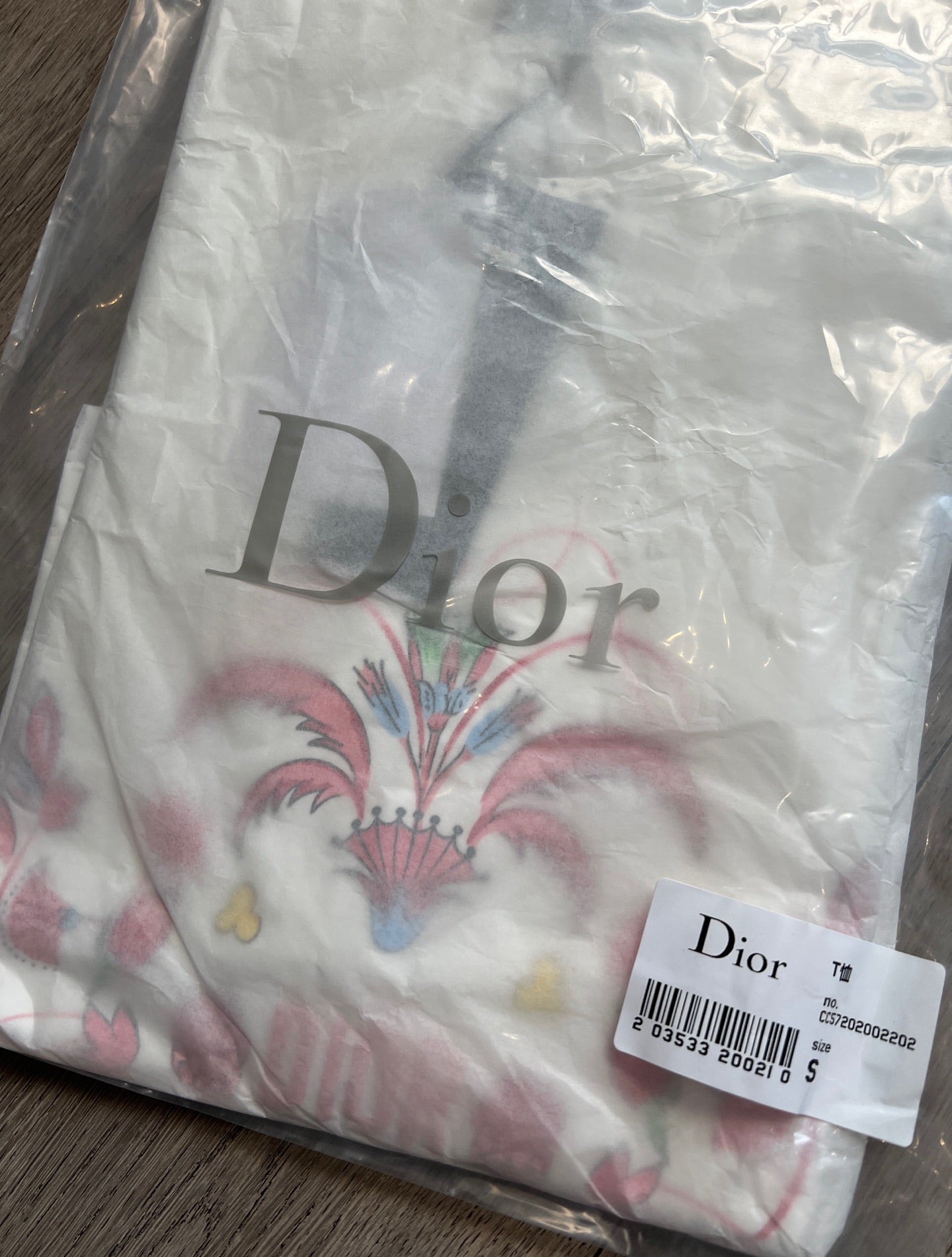 CD Floral Pattern t-shirt White Pink Cotton