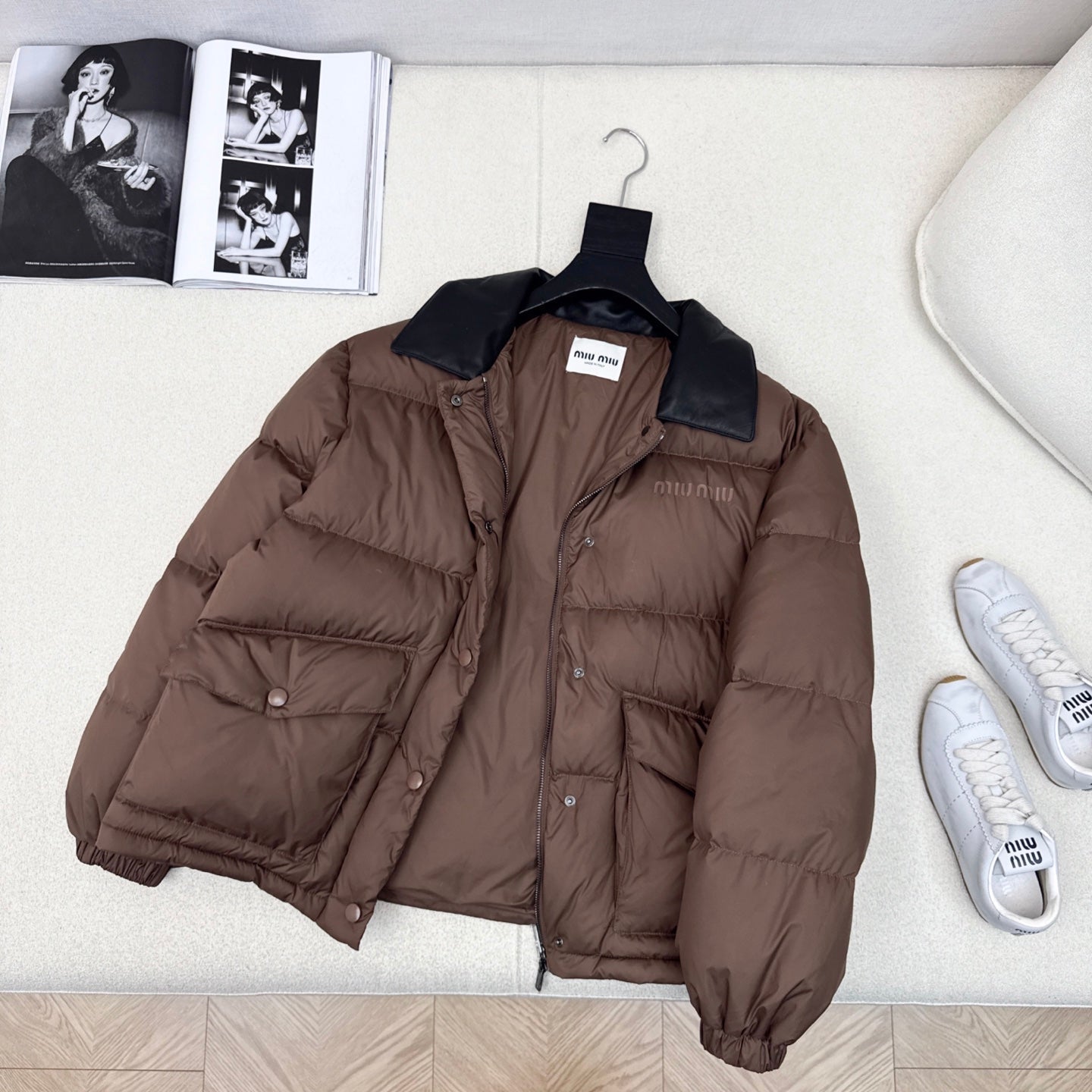 Miu Miu 25 Down Jacket Brown Polyester 298293