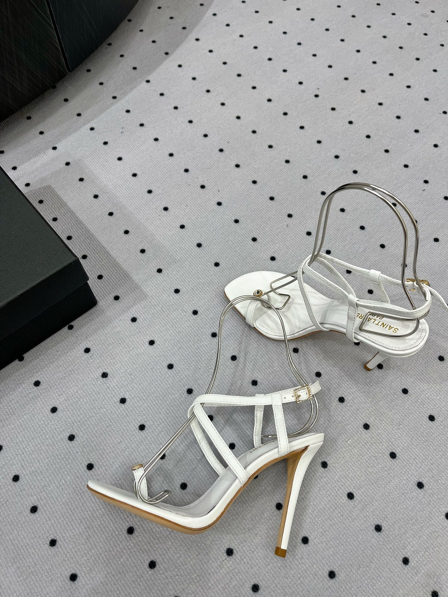 SL LINDEN HEELED SANDALS WHITE CALFSKIN