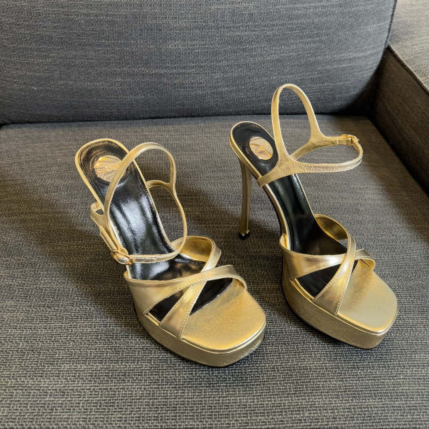DEBBIE PLATFORM SANDALS IN GOLD METALLIC SMOOTH LAMBSKIN