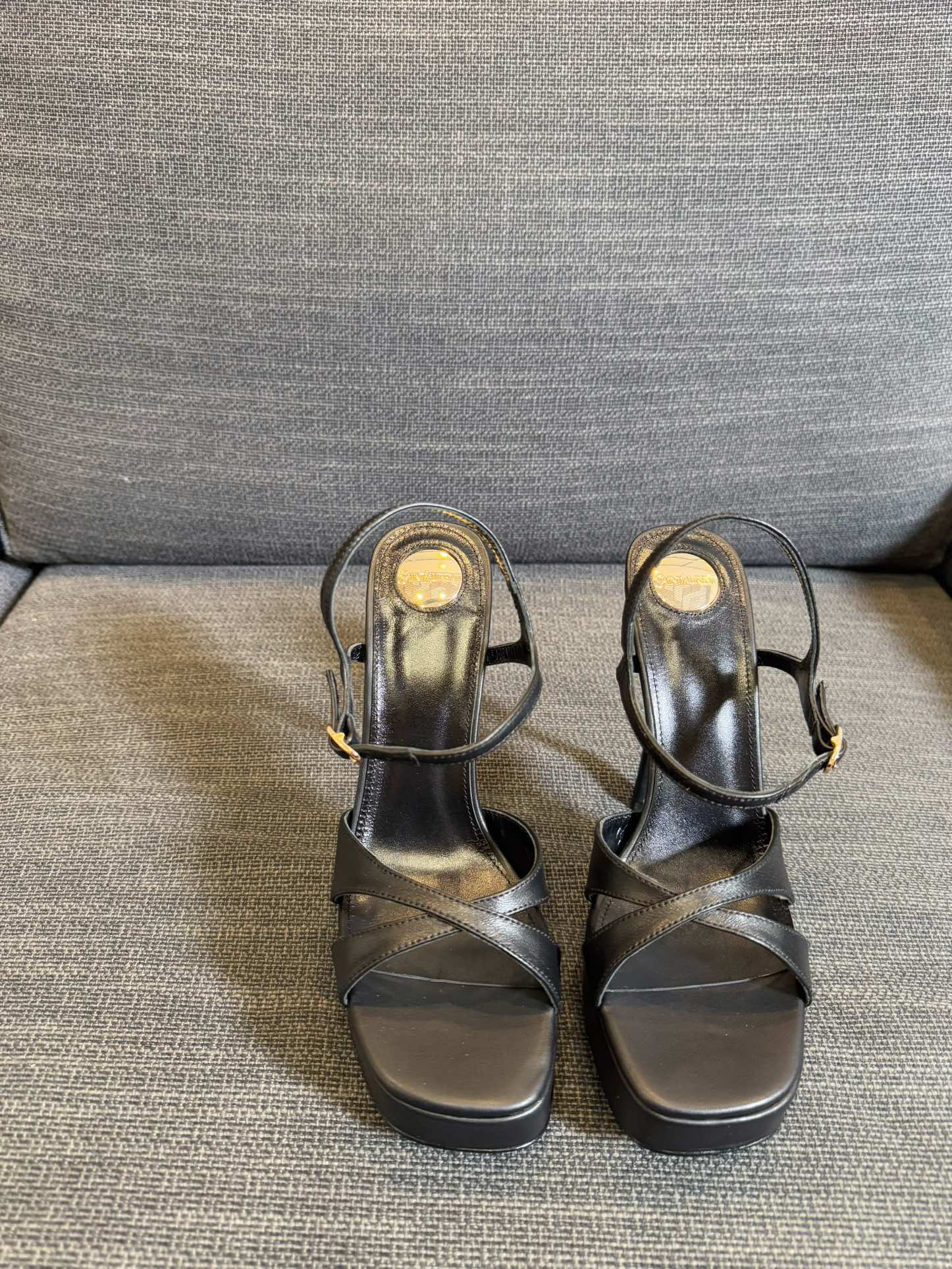 DEBBIE PLATFORM SANDALS IN BLACK SMOOTH LAMBSKIN