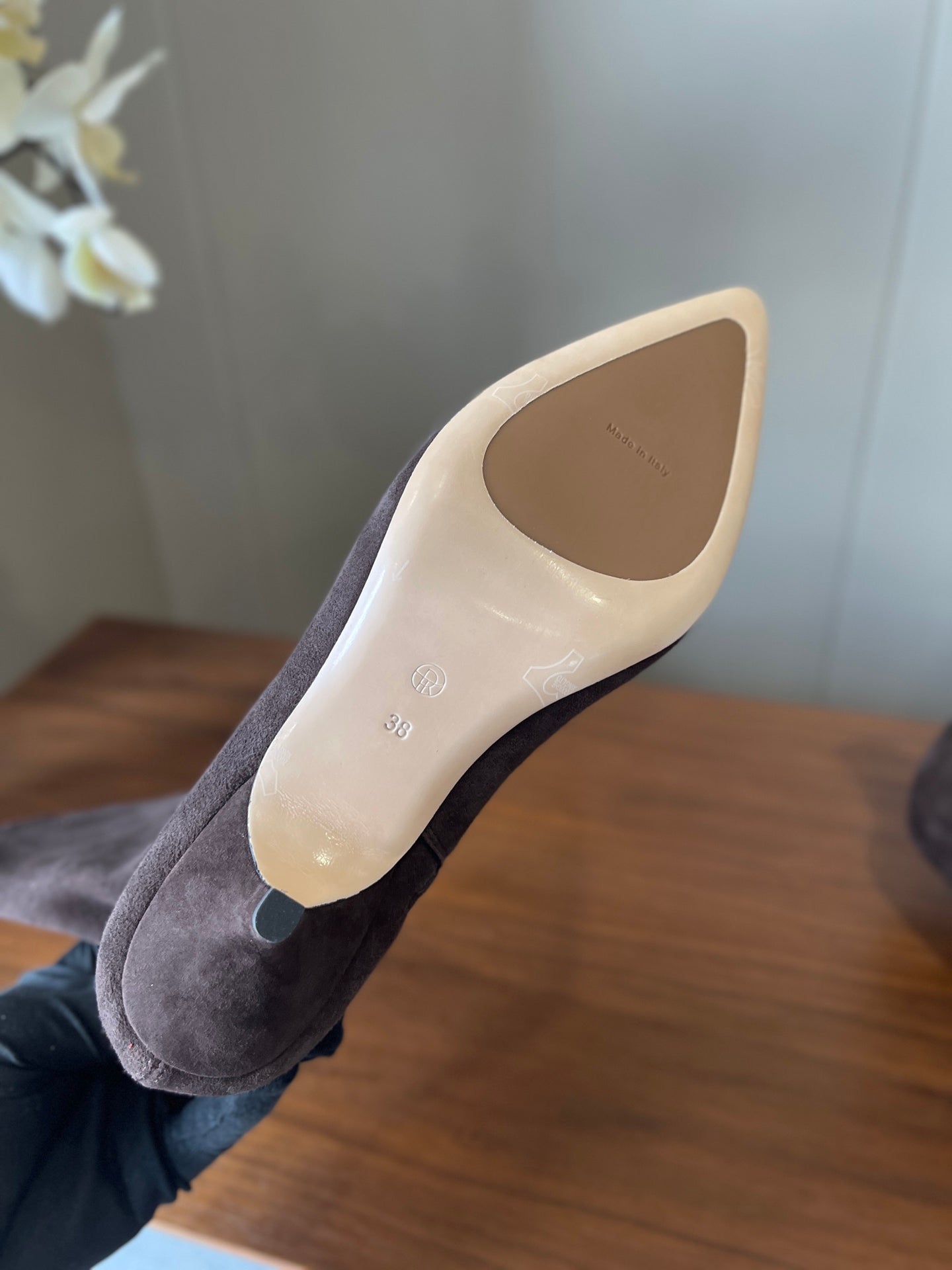 The Row 2025 Heel Ankle Boot Dark Brown Suede 561610