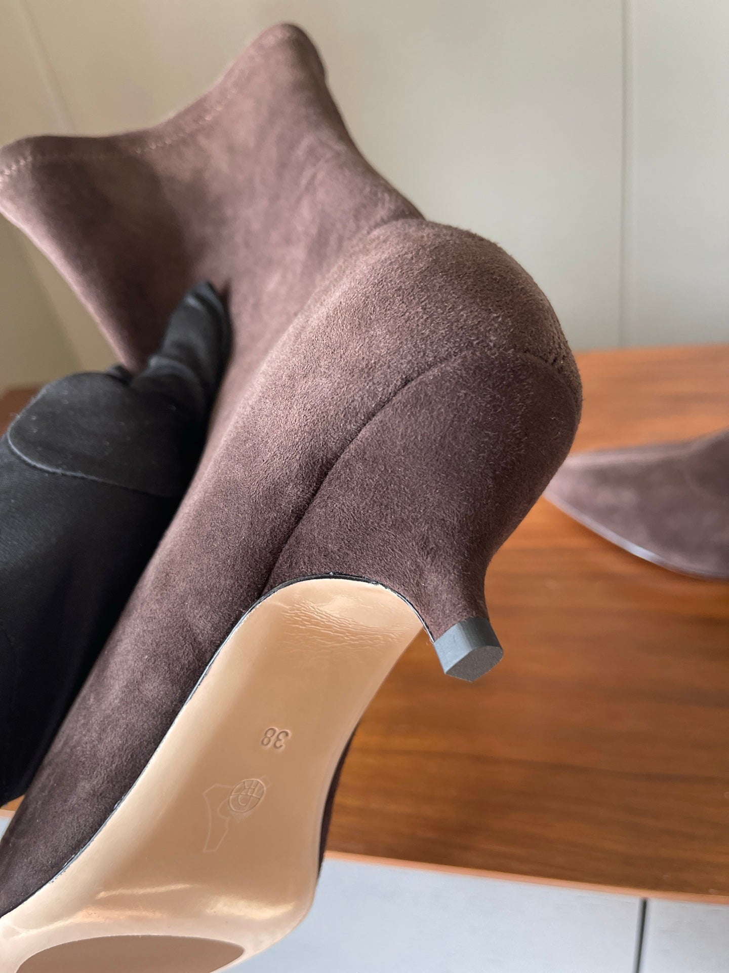 The Row 2025 Heel Ankle Boot Dark Brown Suede 561610