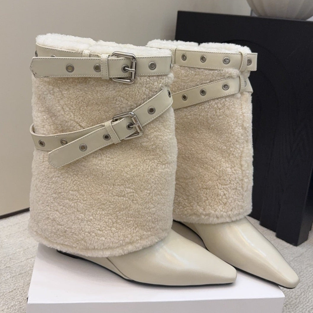CC 26 Ankle Boot With Buckle Off-white Cowhide Wool 589110