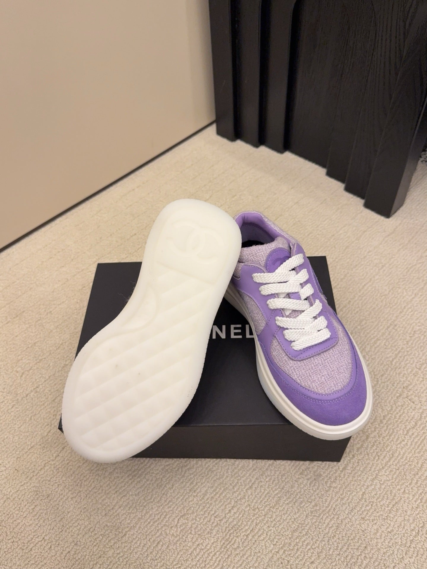 CC 26 Sneaker Purple mix White Tweed Fabric and Suede 589083