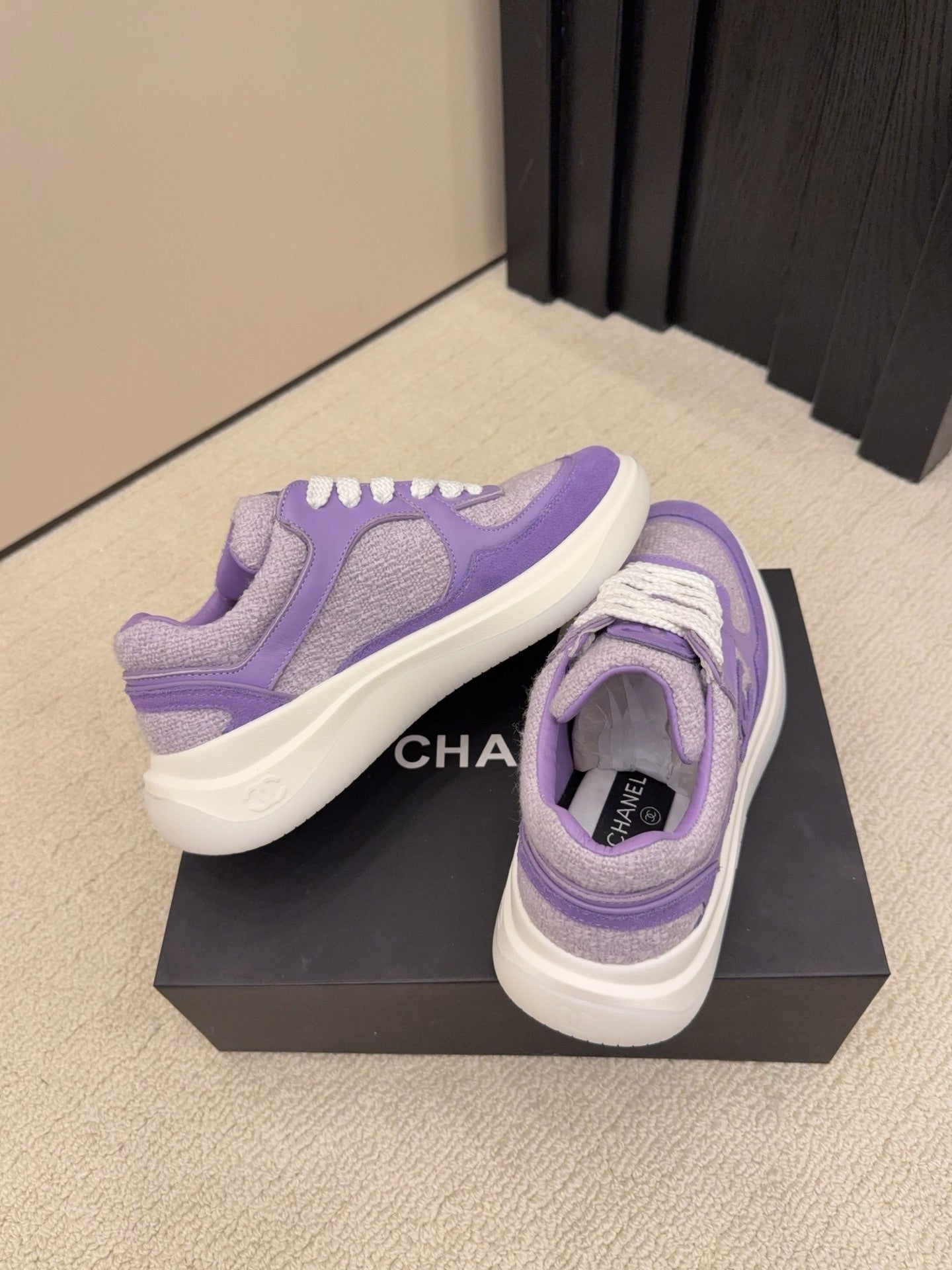 CC 26 Sneaker Purple mix White Tweed Fabric and Suede 589083