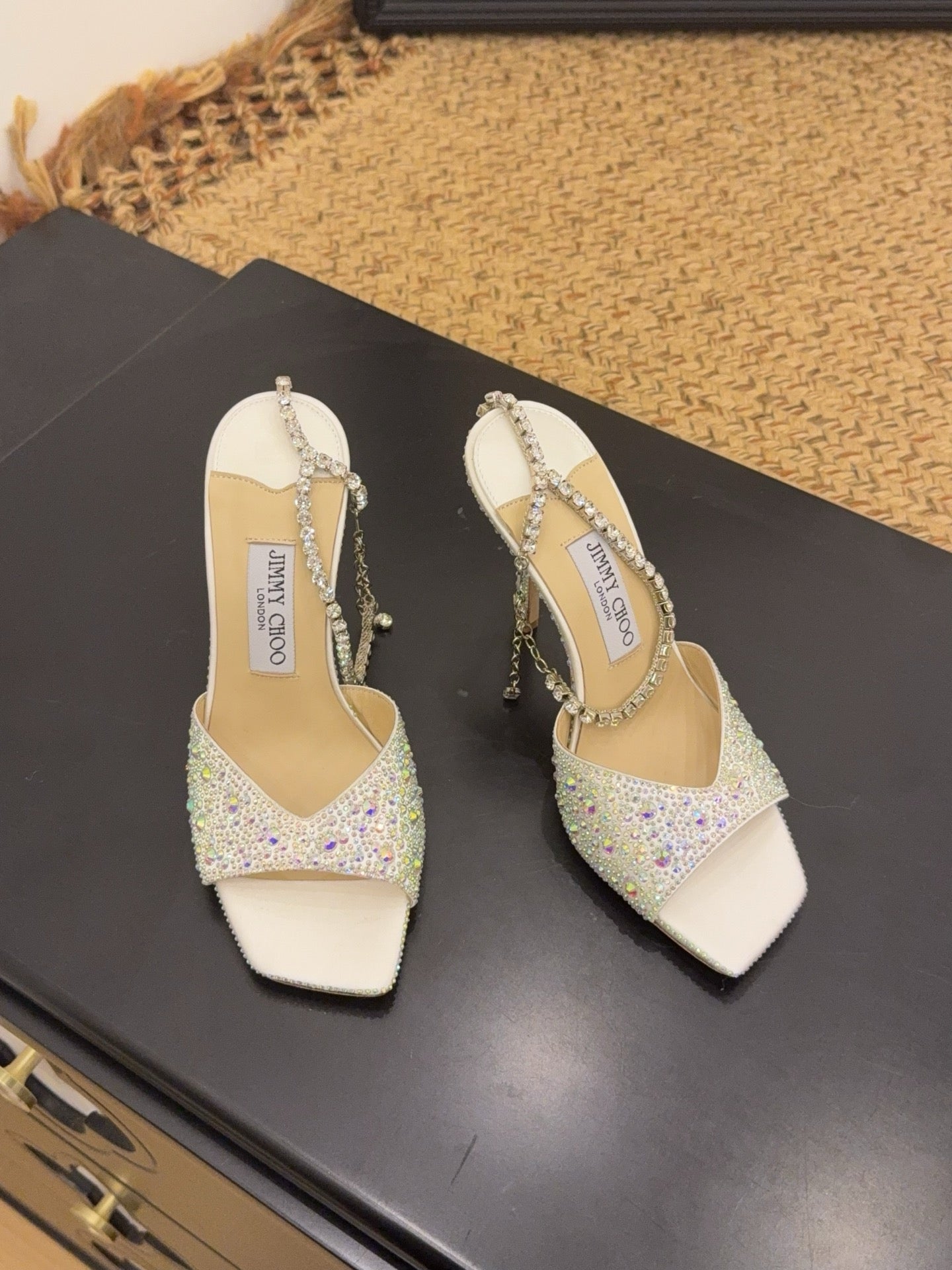 Jimmy 26s Platform Sandal 100 Ivory Multicolor Leather Diamond 602329