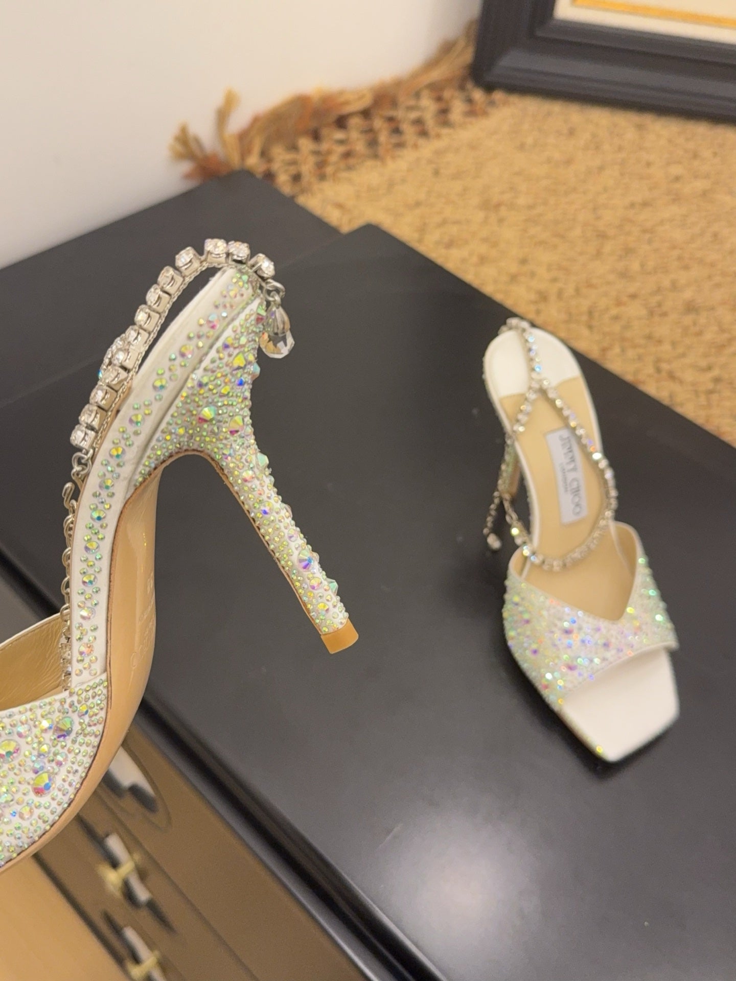 Jimmy 26s Platform Sandal 100 Ivory Multicolor Leather Diamond 602329