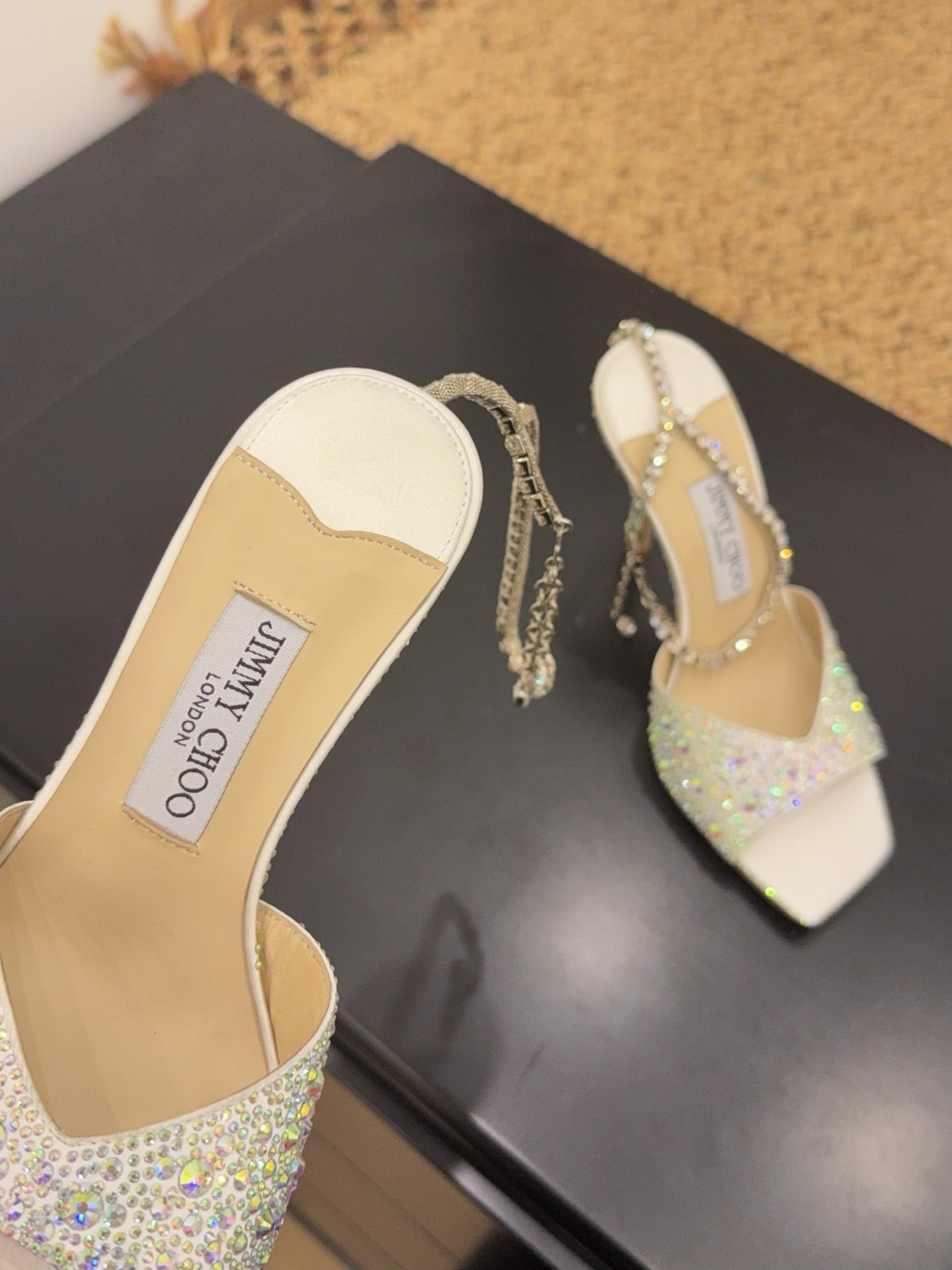 Jimmy 26s Platform Sandal 100 Ivory Multicolor Leather Diamond 602329