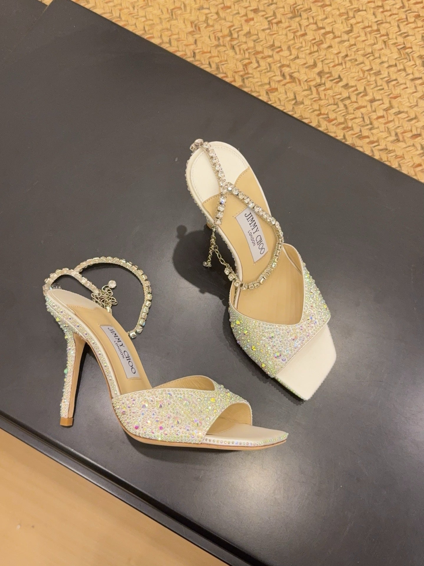 Jimmy 26s Platform Sandal 100 Ivory Multicolor Leather Diamond 602329