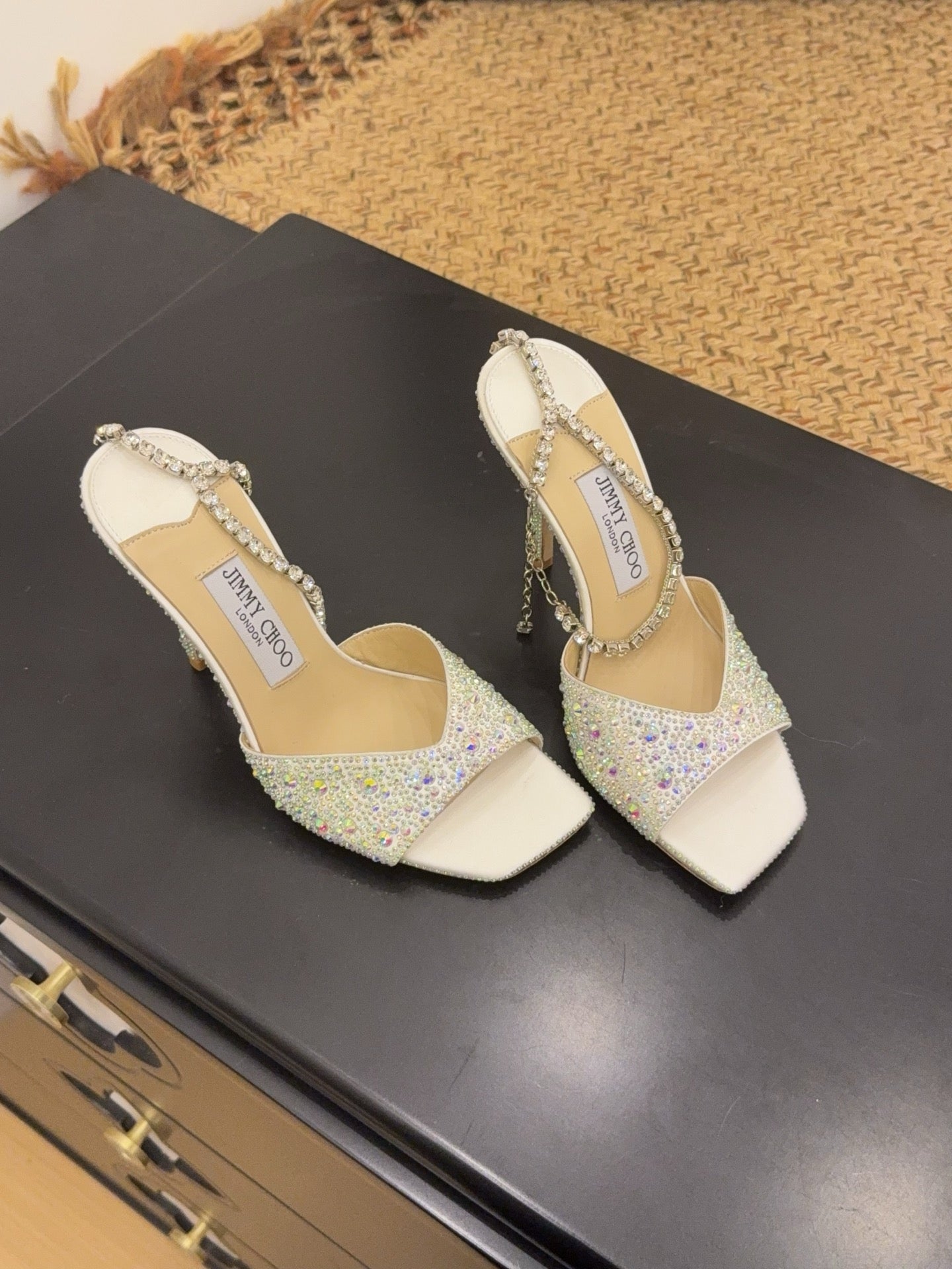 Jimmy 26s Platform Sandal 100 Ivory Multicolor Leather Diamond 602329